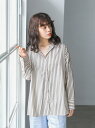 【SALE/80%OFF】E hyphen world gallery ブロードストライプシャツ イーハイフンワールドギャラリー シャツ/ブラウス 長袖シャツ ベージュ ブルー