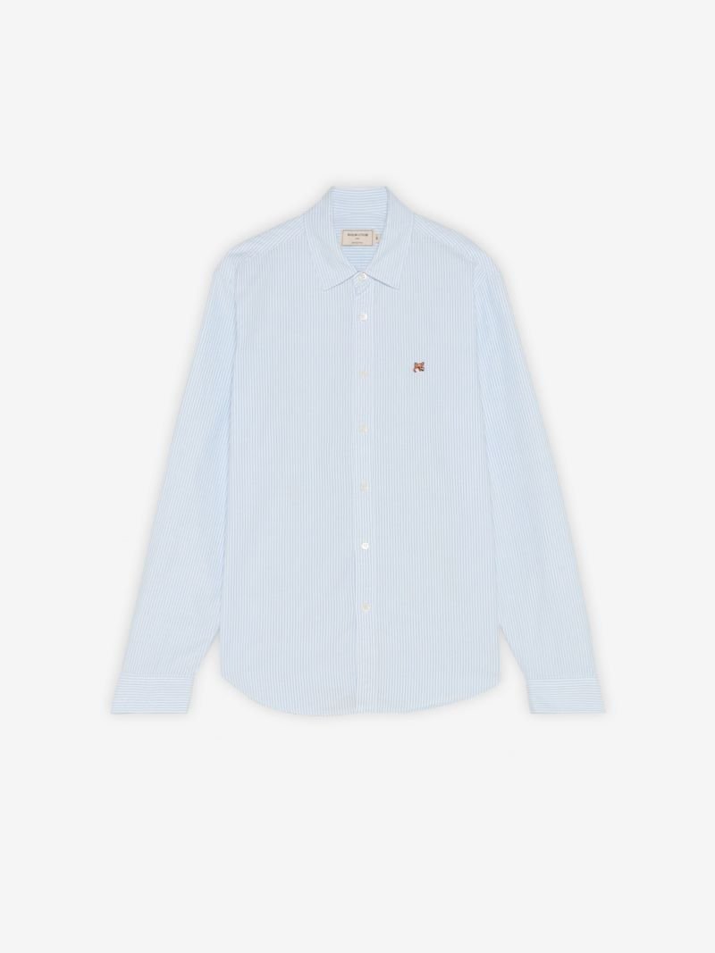 Maison Kitsune Maison Kitsune/(M)JP EXCLUSIVE FOX HEAD EMBROIDERY STRIPE SHIRT ᥾ ĥ ȥåץ ġ֥饦 ֥롼 ԥ ͥӡ åɡ̵