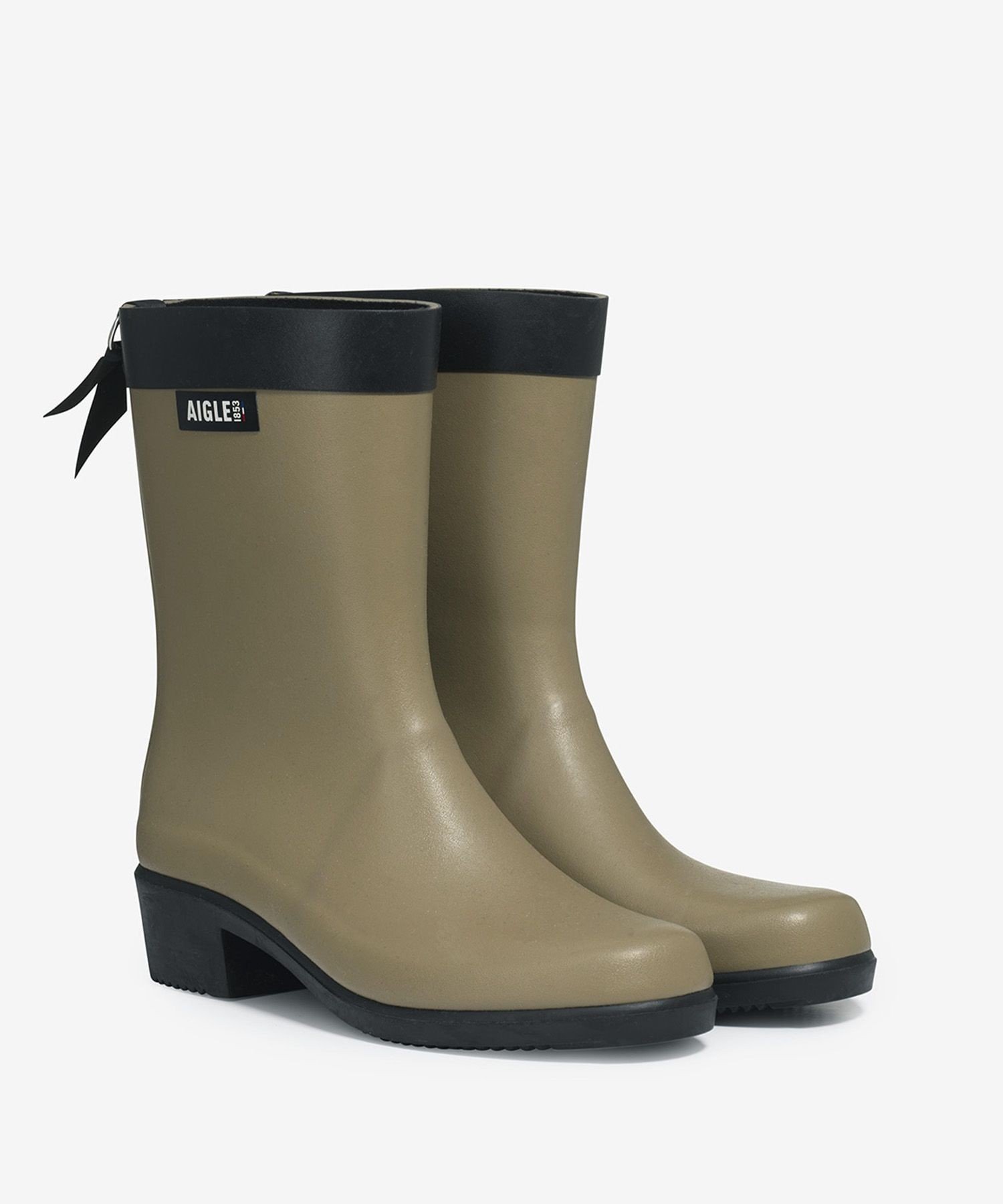 AIGLE ミリカ ミッド ラバーブーツ / ヒールミドルブーツ エーグル シューズ・靴 レインシューズ・ブーツ ベージュ ブラック ホワイト【送料無料】
