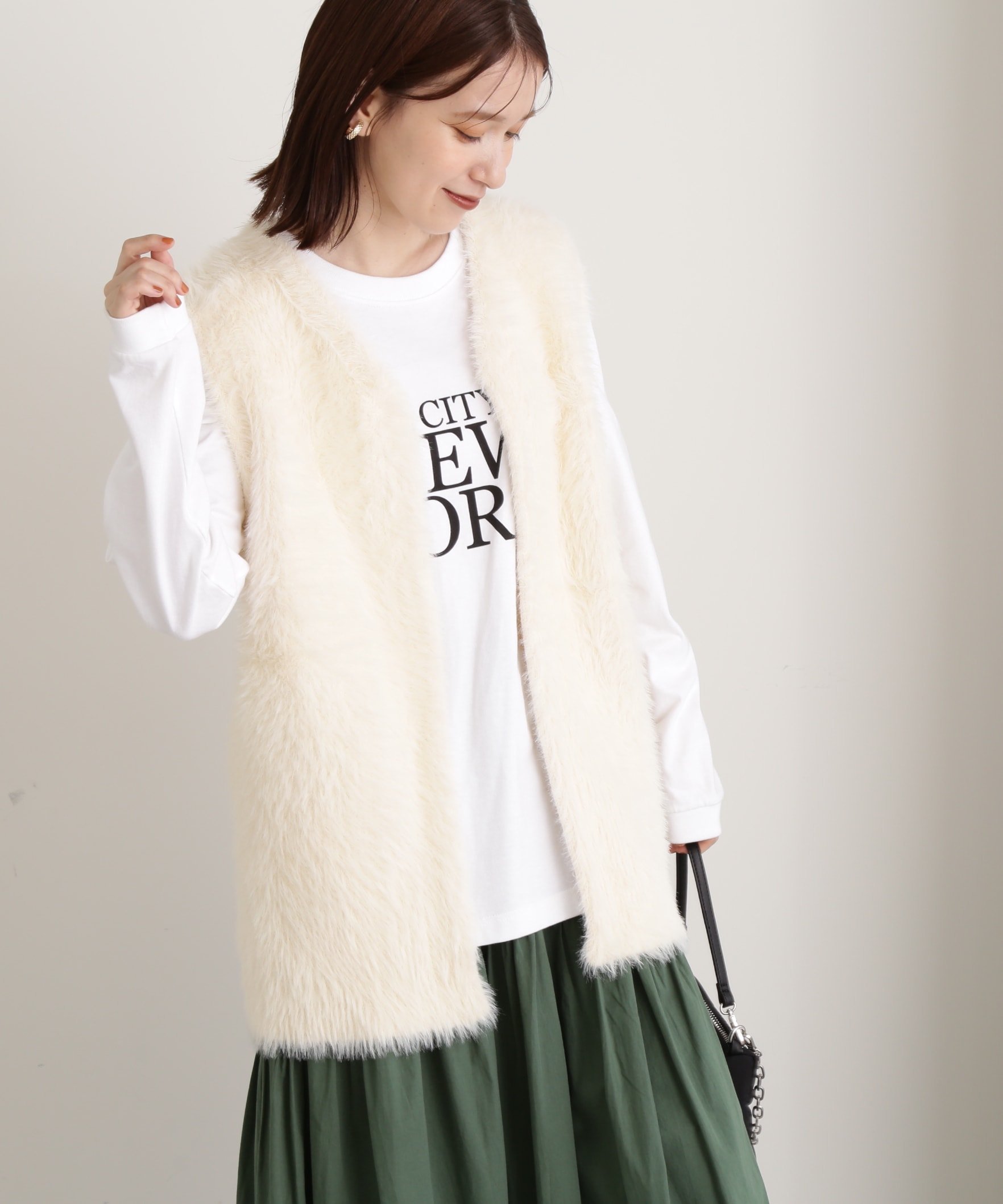 N. Natural Beauty Basic フェザーニットベスト エヌ ナチュラルビューティーベーシック* トップス ニット ホワイト ベージュ【送料無料】
