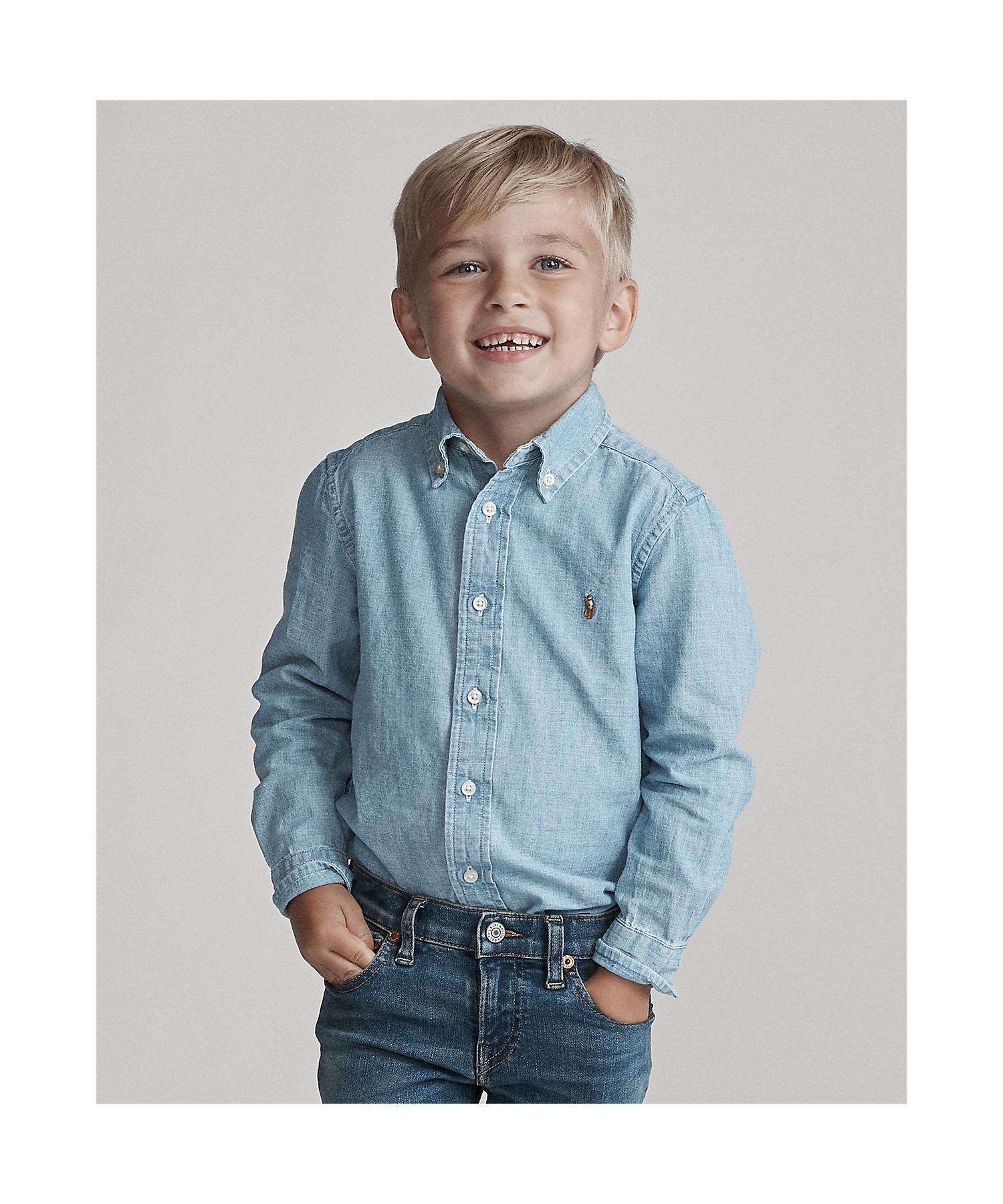 POLO RALPH LAUREN (ボーイズ 2才~7才)コットン シャンブレー シャツ ラルフローレン トップス シャツ・ブラウス ブルー【送料無料】