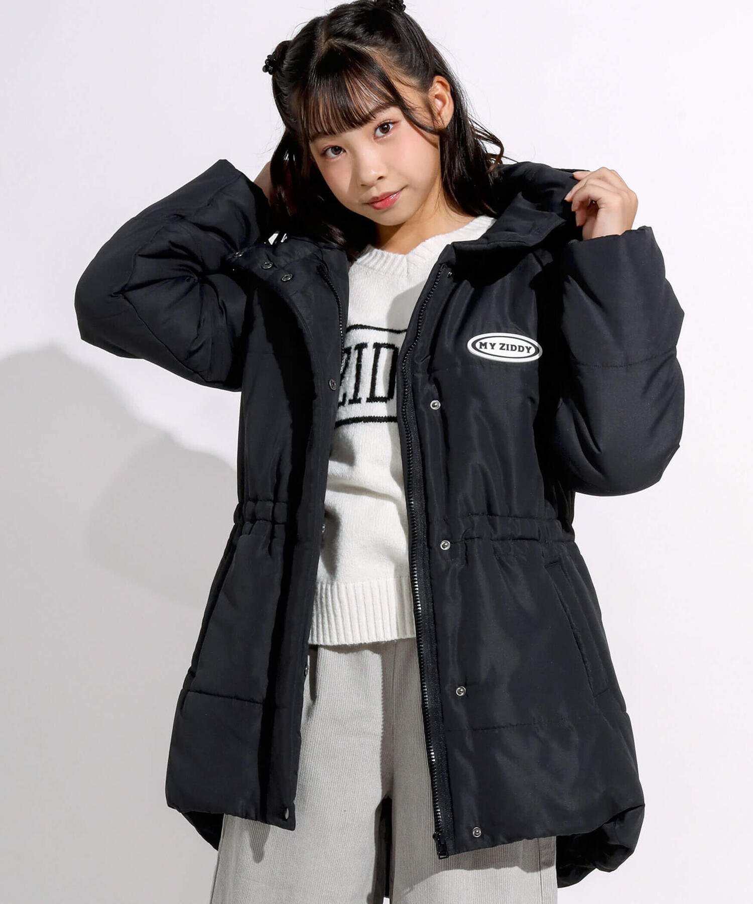 【SALE／50%OFF】ZIDDY 中綿スワローミドルコート(130~160cm) ベベ オンライン ストア ジャケット・アウター その他のジャケット・アウター ブラック ホワイト パープルのサムネイル