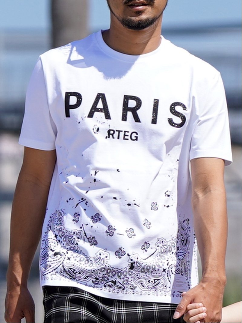 Retro Engine Retro Engine/(M)PARIS.paisley TEE アダムスジャグラー トップス カットソー・Tシャツ ホワイト ブラック【送料無料】