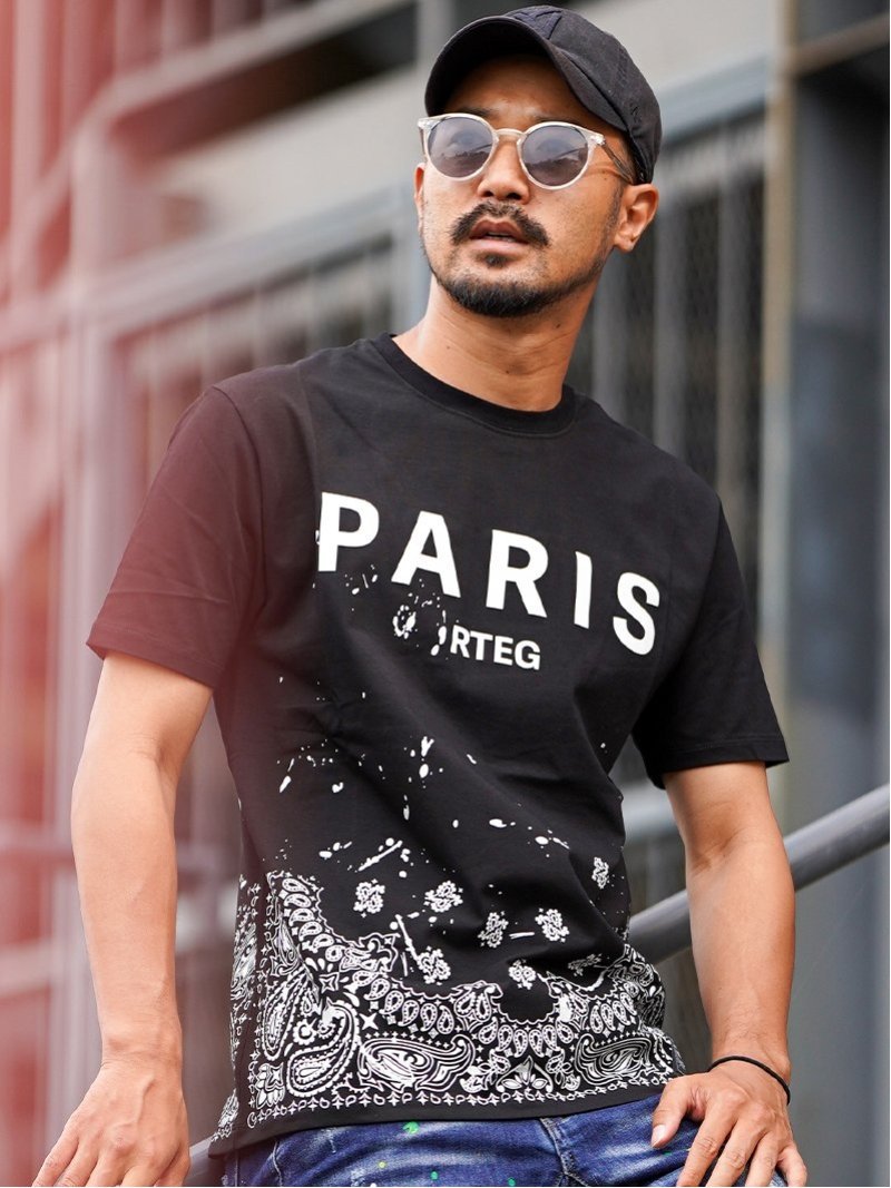 Retro Engine Retro Engine/(M)PARIS.paisley TEE アダムスジャグラー トップス カットソー・Tシャツ ホワイト ブラック【送料無料】
