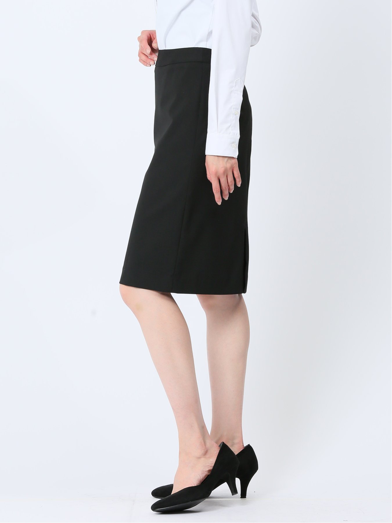 【SALE／20%OFF】m.f.editorial リクルート黒無地 ストレッチ タイトスカート(セットアップ可能) タカキュー スーツ・フォーマル スーツスカート ブラック【送料無料】