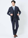 TAKA-Q ストレッチウォッシャブル レギュラーフィット 2ボタン3ピーススーツ ウィンドペン紺 【25SS】 メンズ セットアップ ジャケット ビジネス カ...