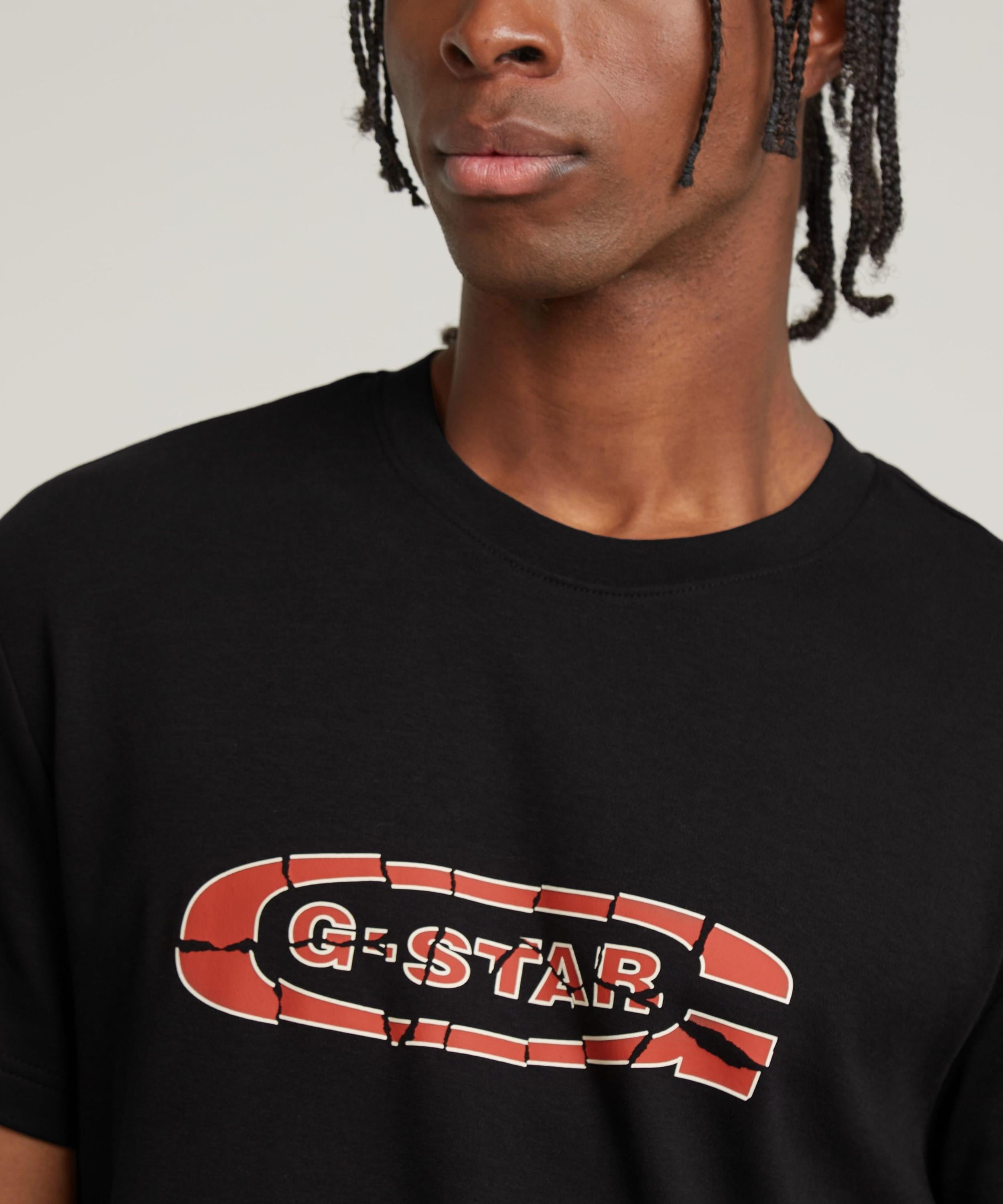 【公式ショップ】Destroyed Old Skool Logo T-Shirt/グラフィックプリントクラシックロゴTシャツ ジースターロゥ トップス カットソー・Tシャツ ブラック