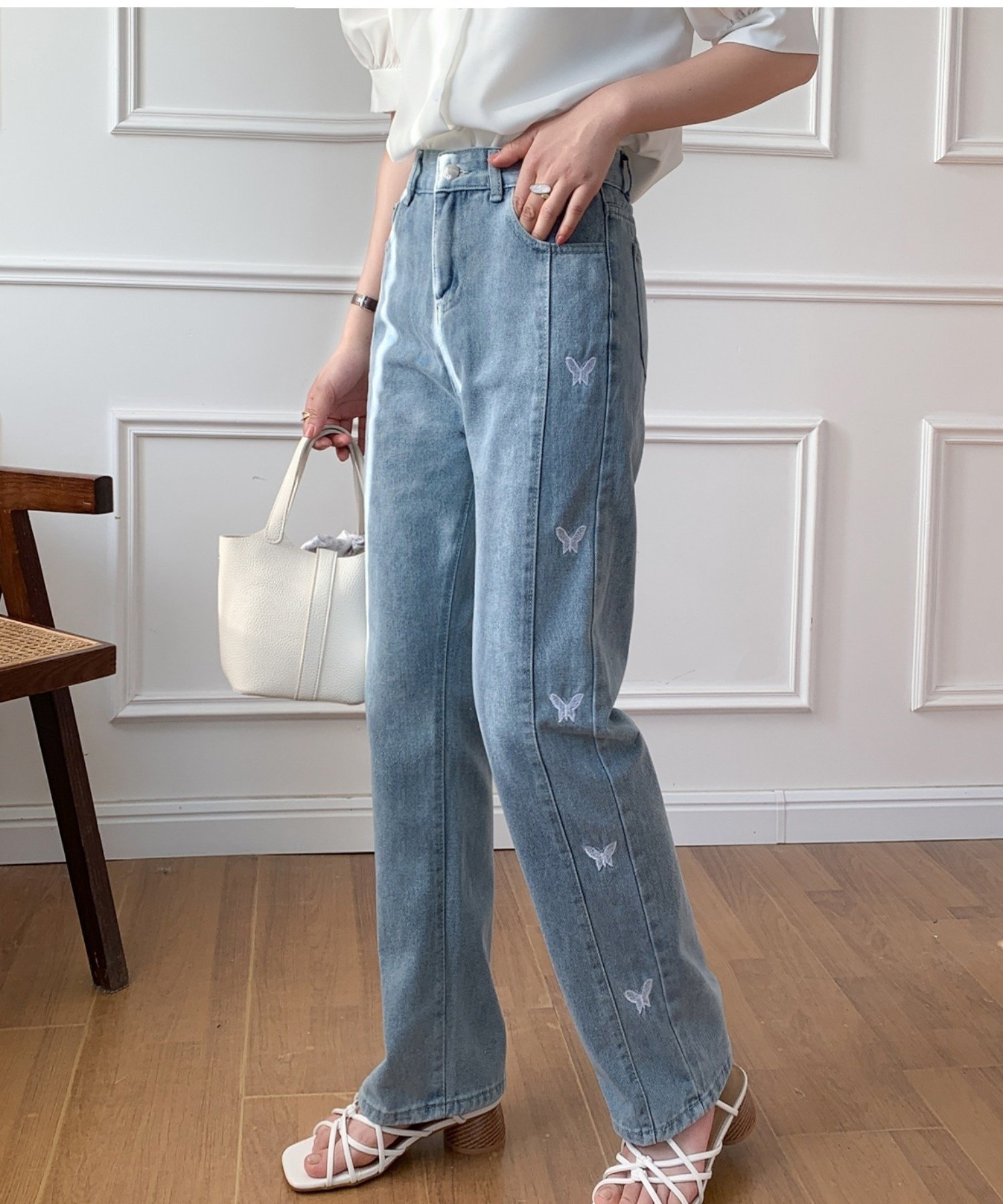 【SALE／40%OFF】DIAVEL バタフライ刺繍デニムパンツ デ...(4.0)