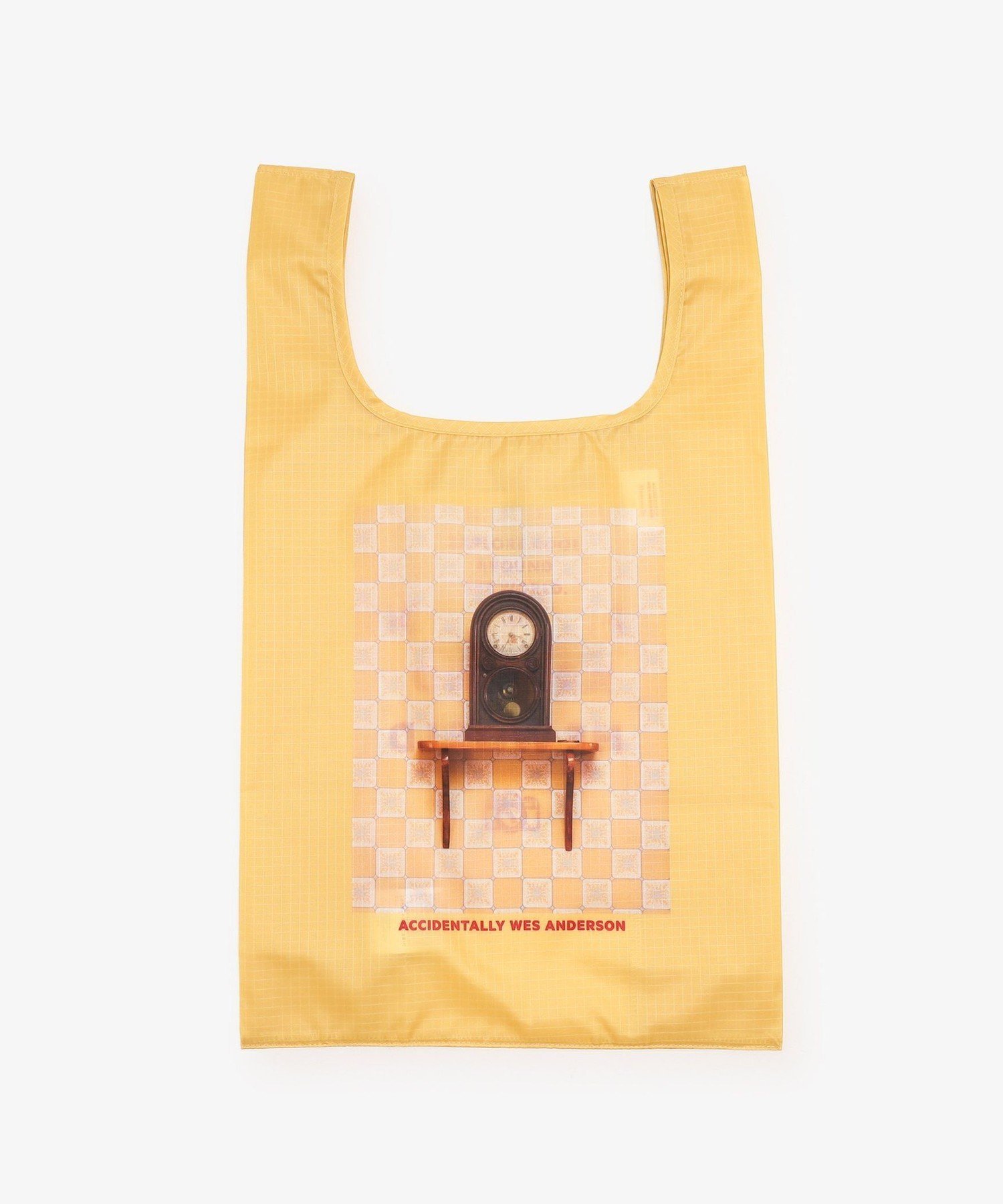 Afternoon Tea LIVING ポケッタブルショッピングバッグM/時計/Accidentally Wes Anderson アフタヌーンティー・リビング バッグ エコバッグ・サブバッグ イエロー