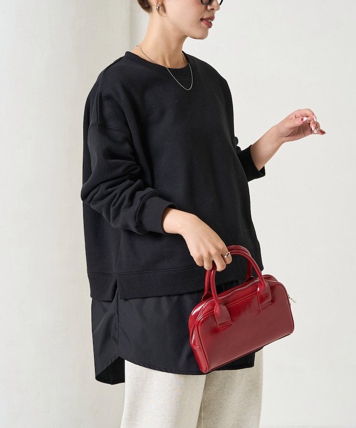 【SALE／40%OFF】FREAK'S STORE 裏起毛 スウェット × シャツ レイヤード風 トップス【限定展開】 25AW フリークスストア トップス スウェット・トレーナー グレー ブラック ベージュ ネイビー