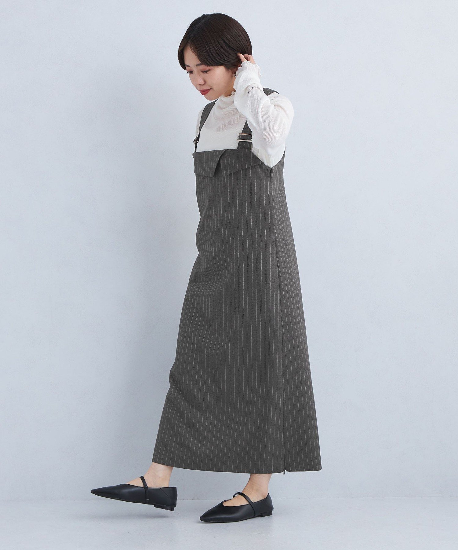 【SALE／50%OFF】UNITED ARROWS green label relaxing [size SHORTあり]＜UNLIENS / AKIKO TANAKA＞ジャンパースカート ユナイテッドアローズ アウトレット ワンピース・ドレス ジャンパースカート ブラック グレー【送料無料】