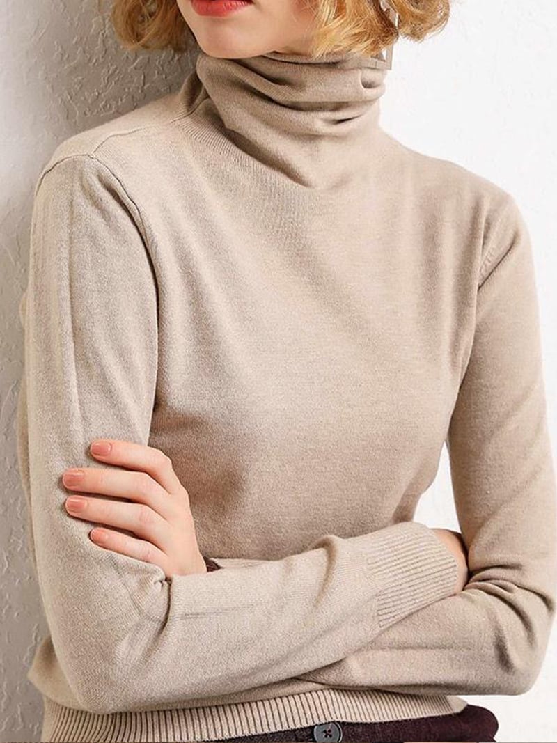 Turtleneck - 【SALE／39%OFF】Coo+i Coo+i/(W)ハイネック長袖ニット スレンダー トップス ニット ベージュ ブラック オレンジ ホワイト グリーン ブルー グレー