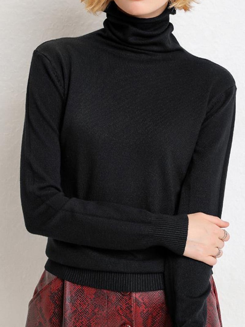 【SALE／39%OFF】Coo+i Coo+i/(W)ハイネック長袖ニット スレンダー トップス ニッ...