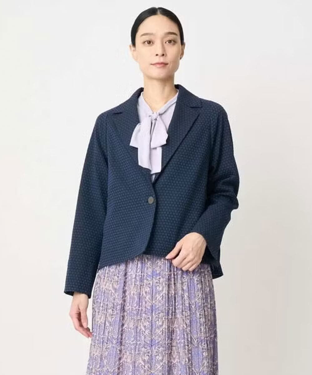 【SALE／30%OFF】CHRISTIAN AUJARD Lサイズ 【大きいサイズ/セットアップ対応】オリジナルジャガードジャケット クリスチャン・オジャール エルサイズ ジャケット・アウター テーラードジャケット・ブレザー ネイビー【送料無料】