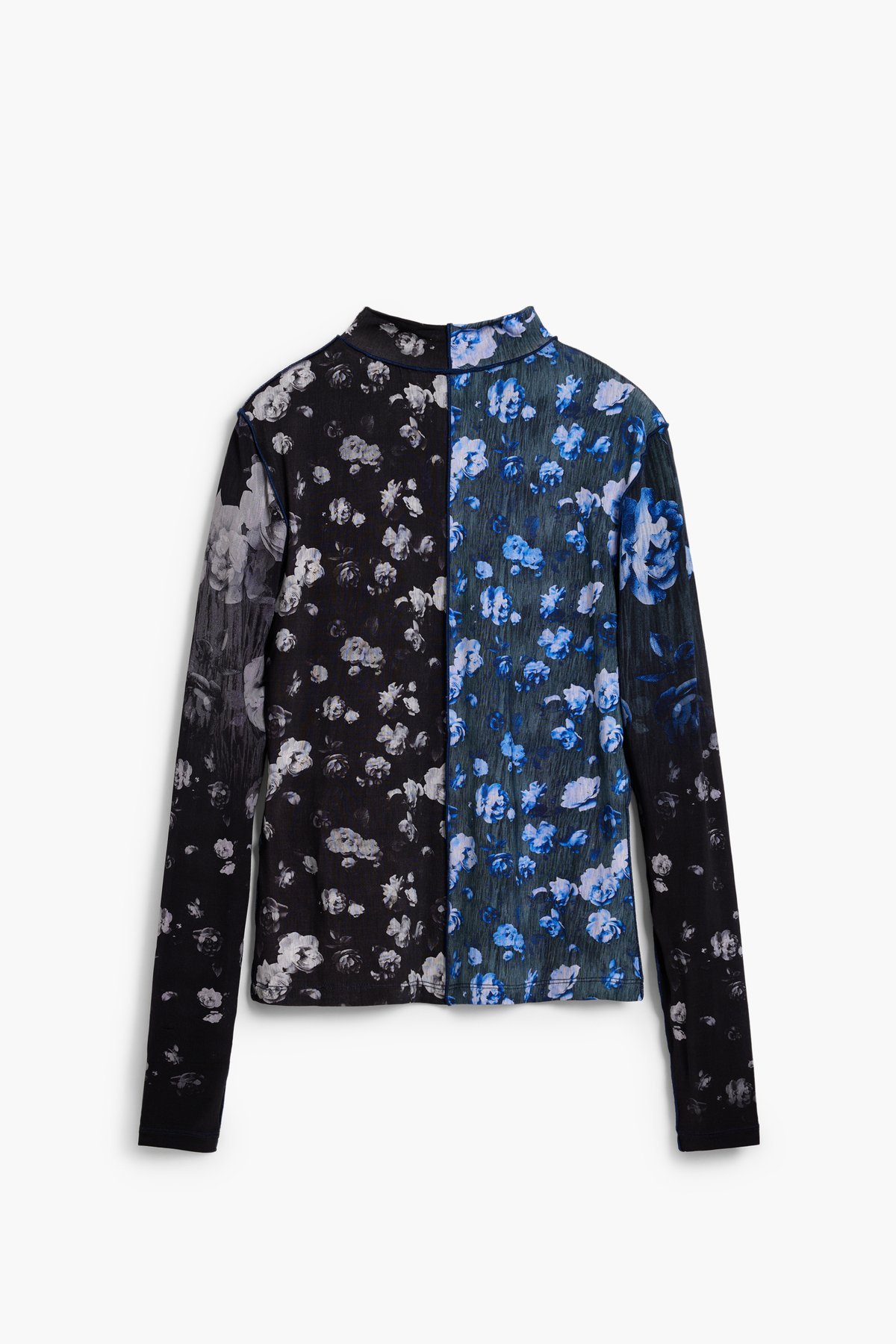 花柄のバイカラーティーシャツ デシグアル トップス カットソー・Tシャツ ブラック