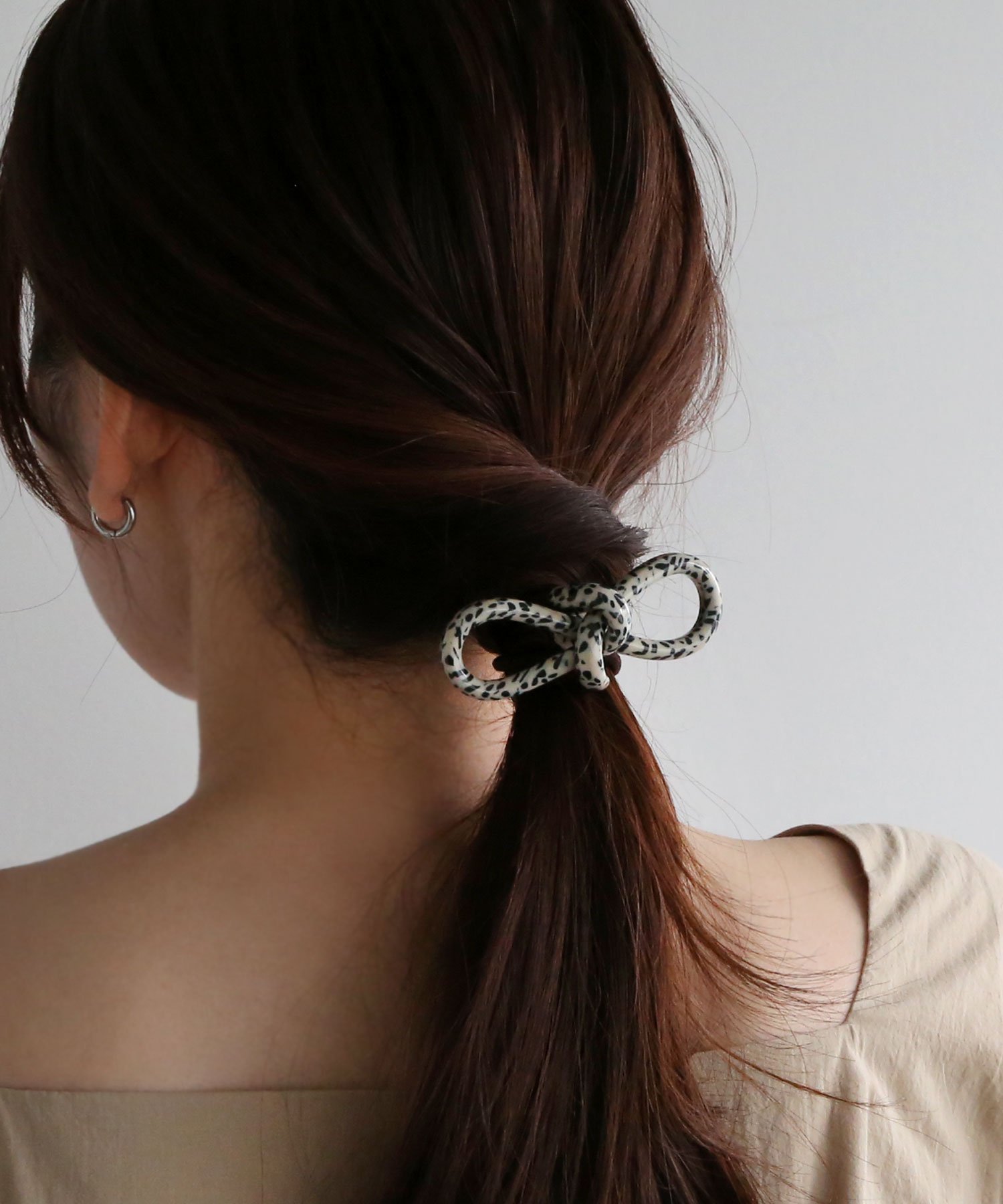 colleca la アセチリボンヘアゴム コレカラ ヘアアクセサリー ヘアゴム レッド ブラウン