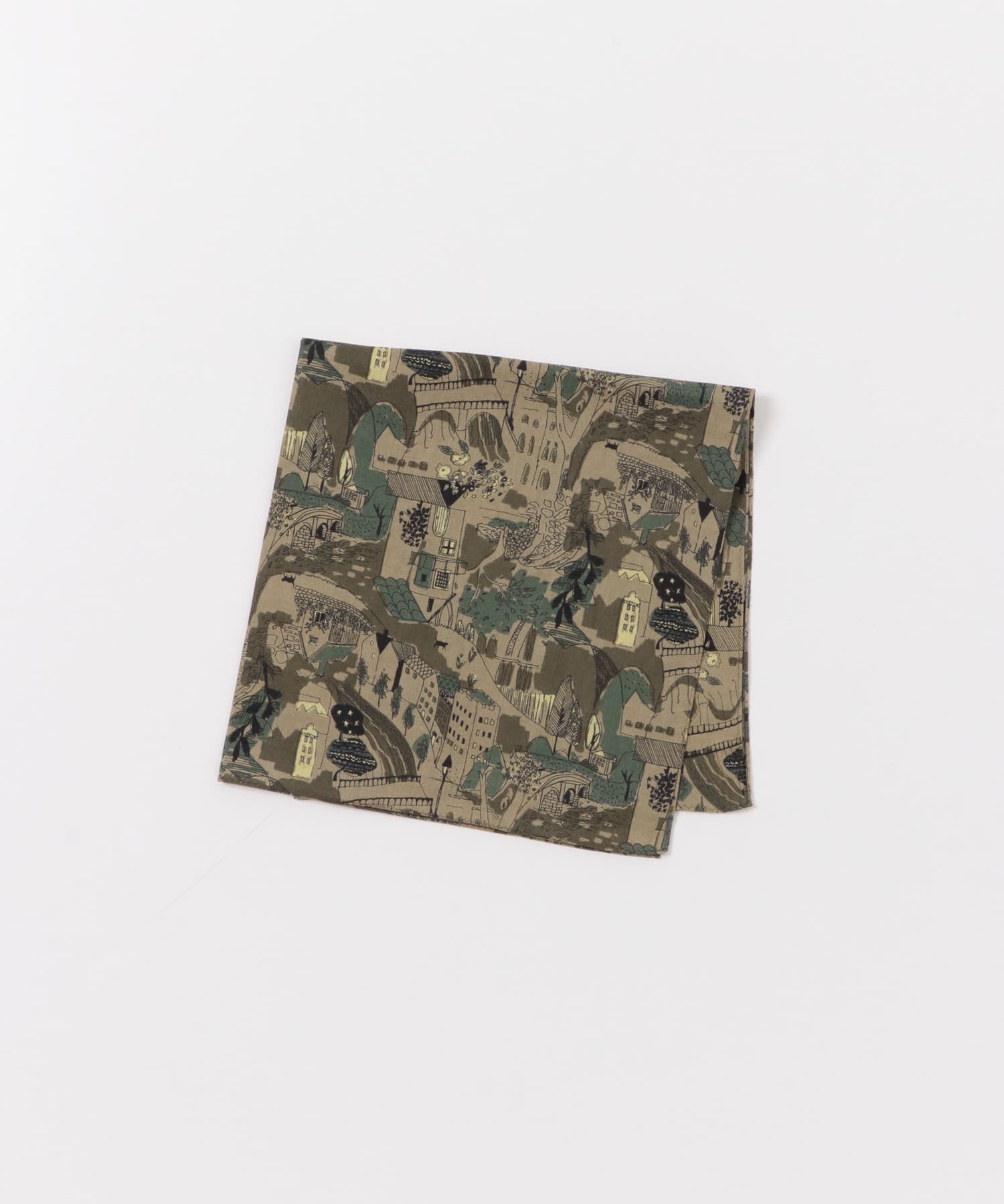 URBAN RESEARCH DOORS LIFE STYLE TAILOR タウンモチーフ柄コットンハンカチ アーバンリサーチドアーズ ファッション雑貨 ハンカチ・ハンドタオル ピンク グリーン