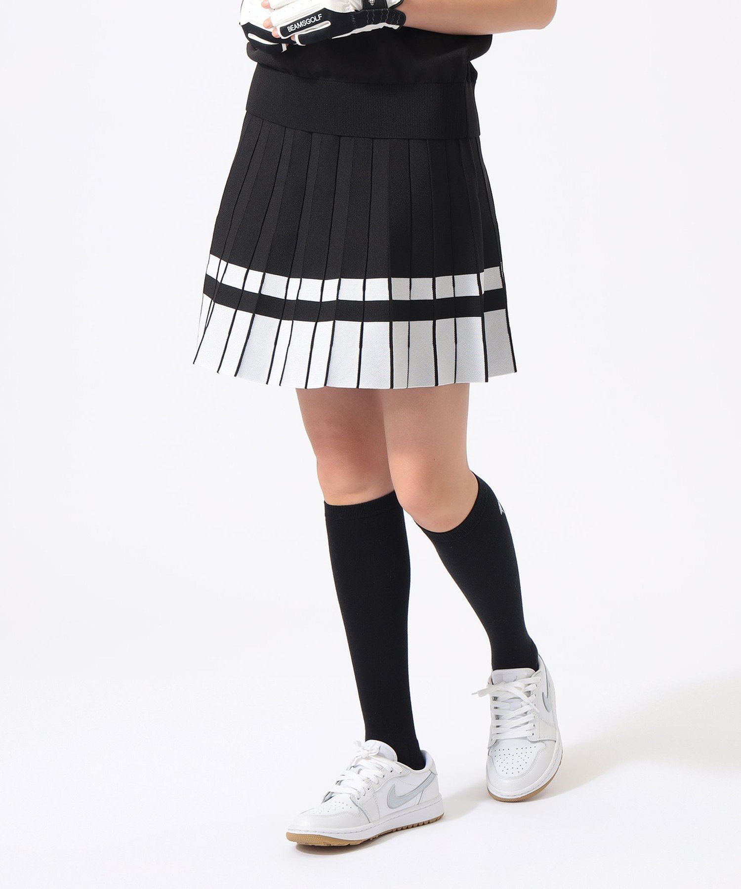 BEAMS GOLF ORANGE LABEL ORANGE LABEL / ニット プリーツ風 スカート ビームス ゴルフ スカート その他のスカート ホワイト ブラック グリーン【送料無料】