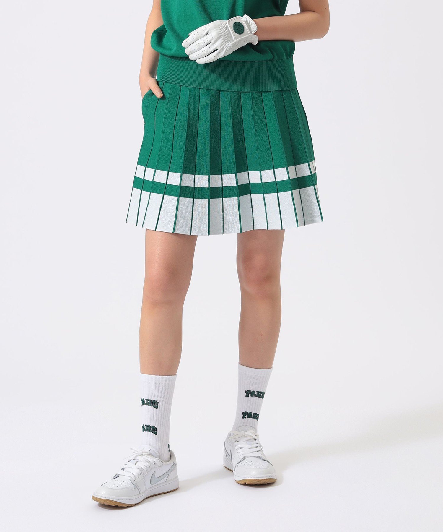 BEAMS GOLF ORANGE LABEL ORANGE LABEL / ニット プリーツ風 スカート ビームス ゴルフ スカート その他のスカート ホワイト ブラック グリーン【送料無料】