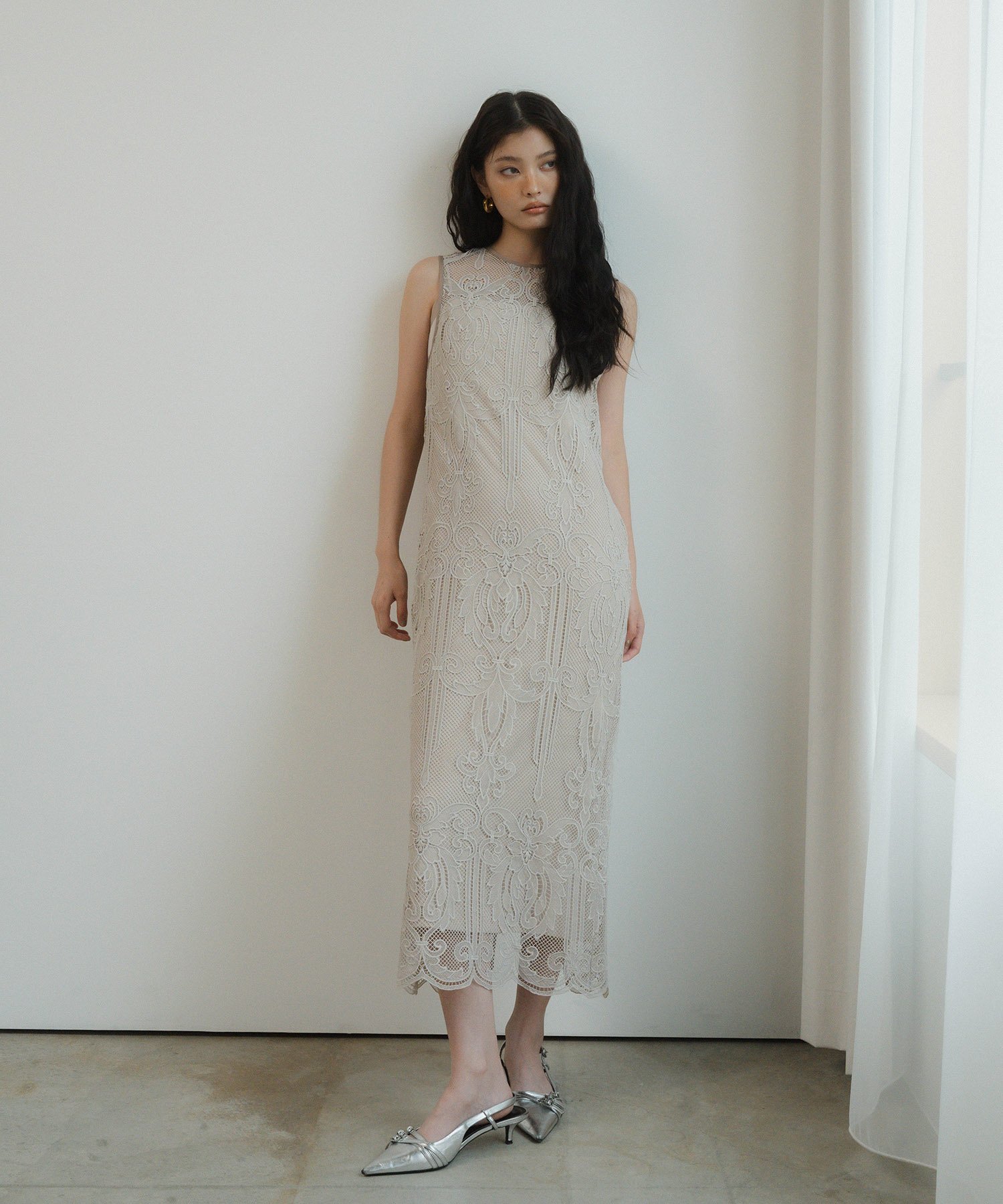 【SALE／60%OFF】ANDRESD 【2点セット】結婚式・二次会対応 ケミカルレースドレス アンドレスド ワンピース・ドレス ドレス ベージュ ブラック カーキグリーン ワインレッド【送料無料】