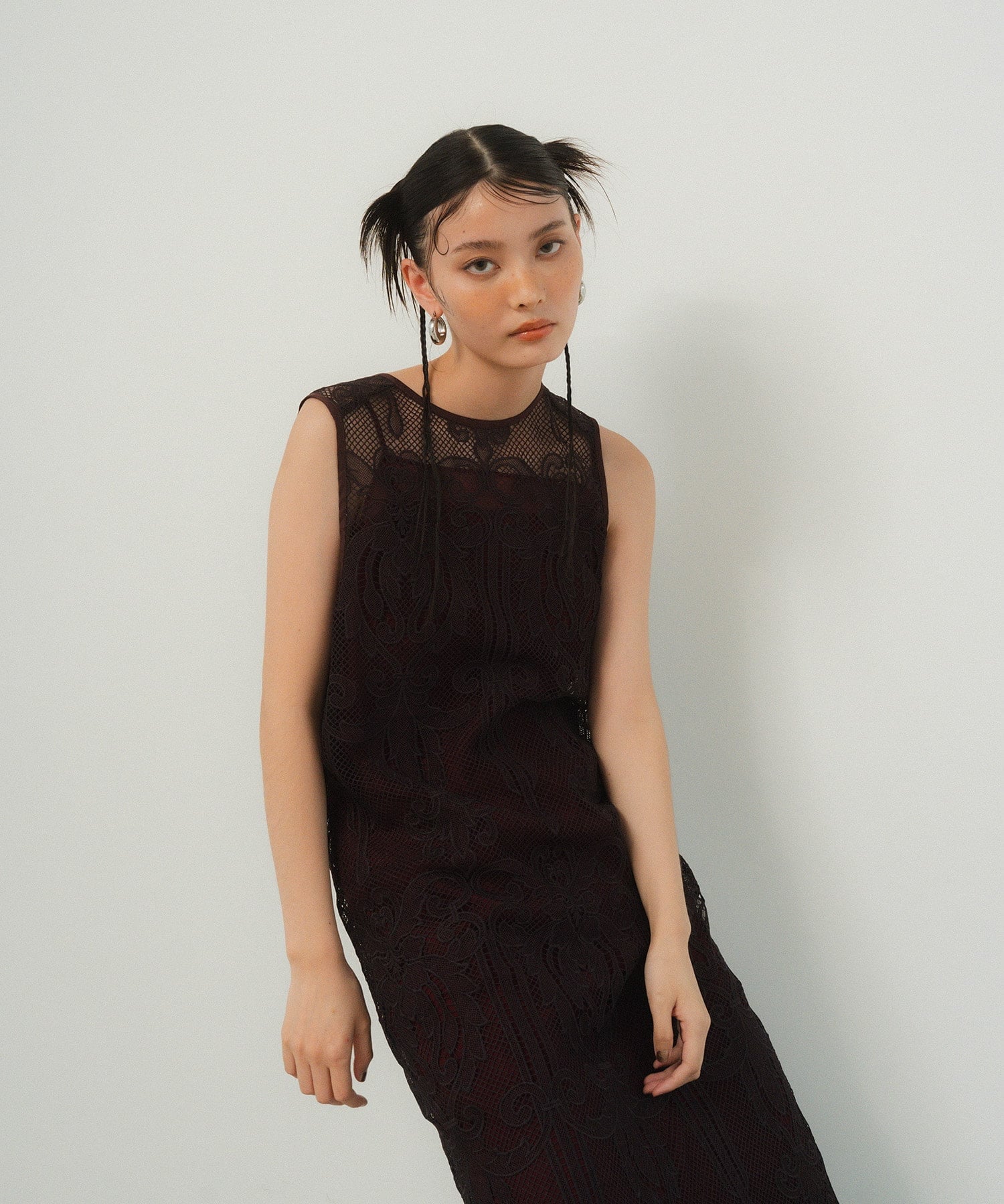 【SALE／60%OFF】ANDRESD 【2点セット】結婚式・二次会対応 ケミカルレースドレス アンドレスド ワンピース・ドレス ドレス ベージュ ブラック カーキグリーン ワインレッド【送料無料】