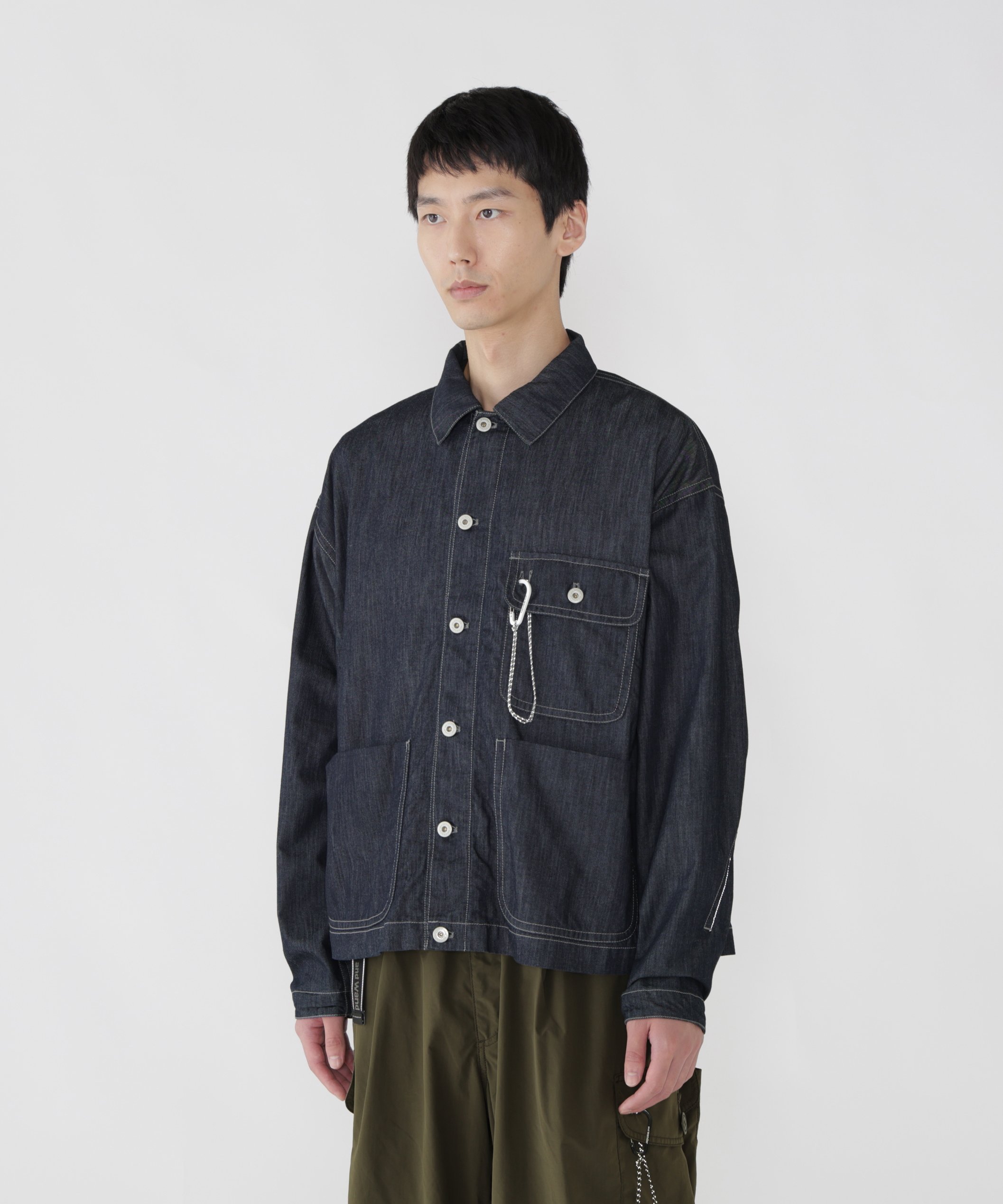 and wander dry easy denim shirts jacket アンドワンダー ジャケット・アウター その他のジャケット・アウター ネイビー【送料無料】
