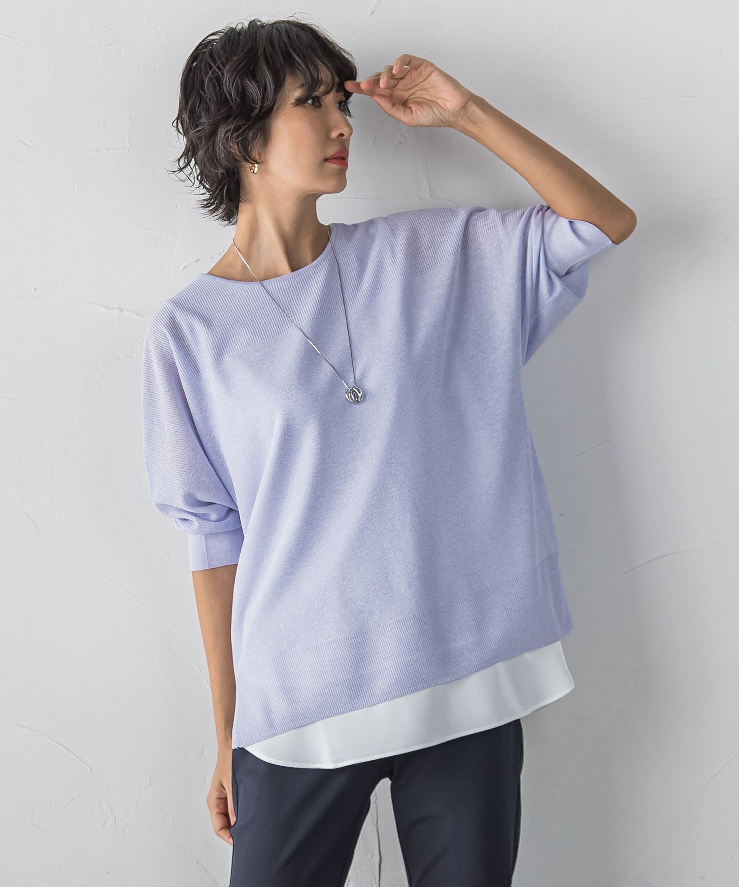 【SALE／40%OFF】la.f... ギャラクシーニット ラ・エフ トップス ニット ネイビー パープル【送料無料】