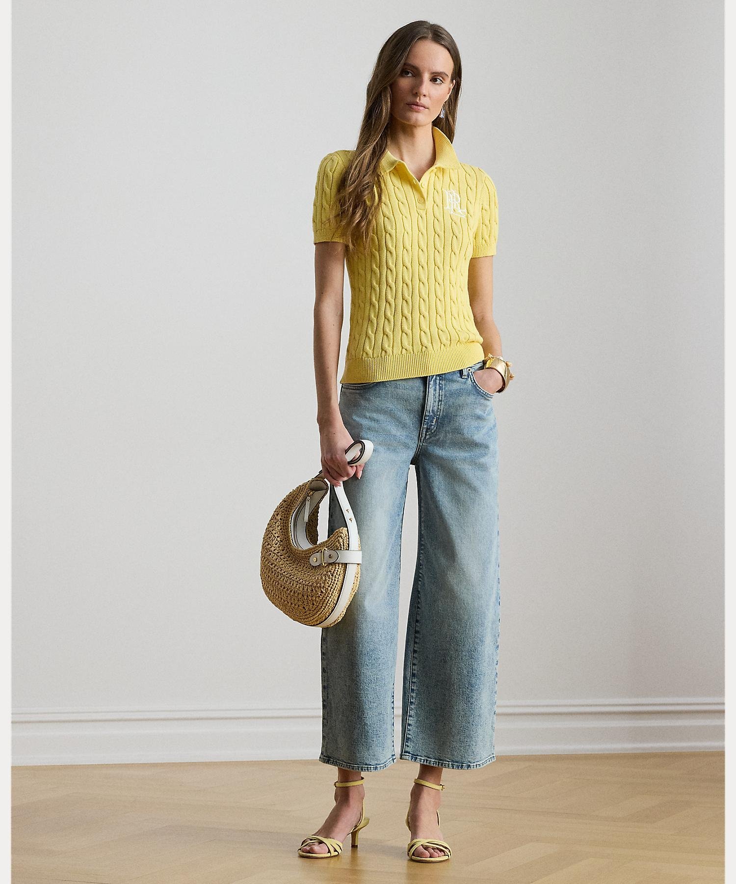 LAUREN RALPH LAUREN ケーブルニット コットン ポロ セーター ラルフローレン トッ...