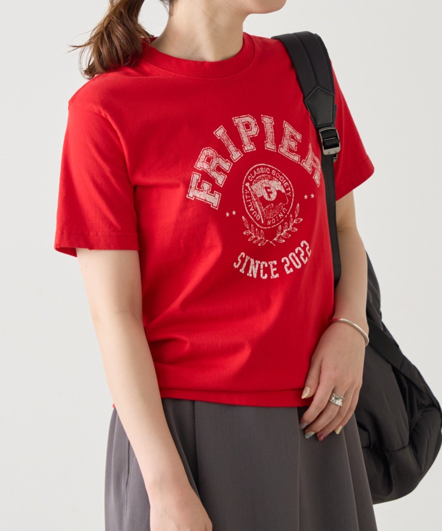 【SALE／5%OFF】BEARDSLEY カレッジプリントTee《FRIPIER》 ビアズリー トップス カットソー・Tシャツ レッド ブルー ネイビー【送料無料】