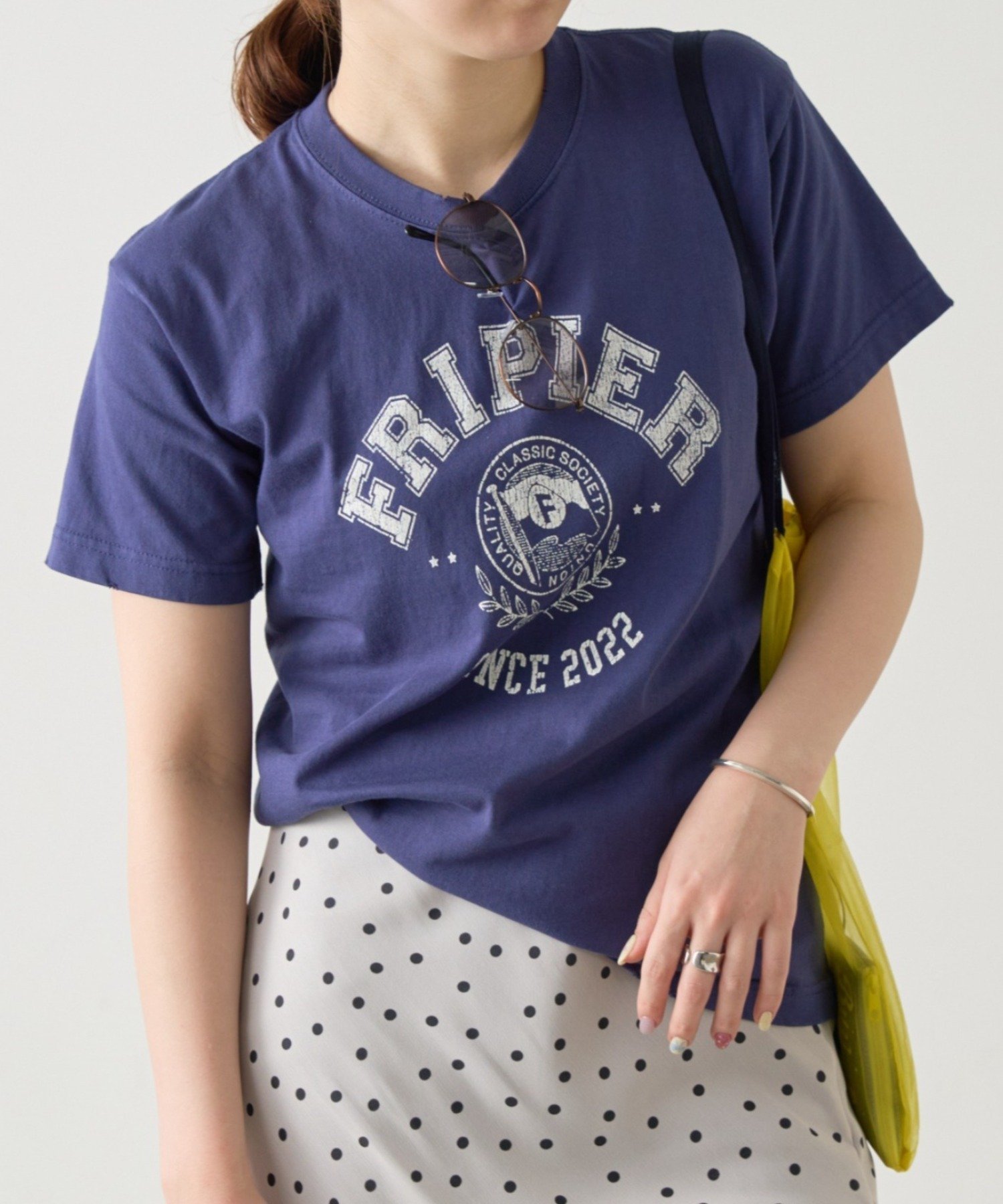 【SALE／5%OFF】BEARDSLEY カレッジプリントTee《FRIPIER》 ビアズリー トップス カットソー・Tシャツ レッド ブルー ネイビー【送料無料】