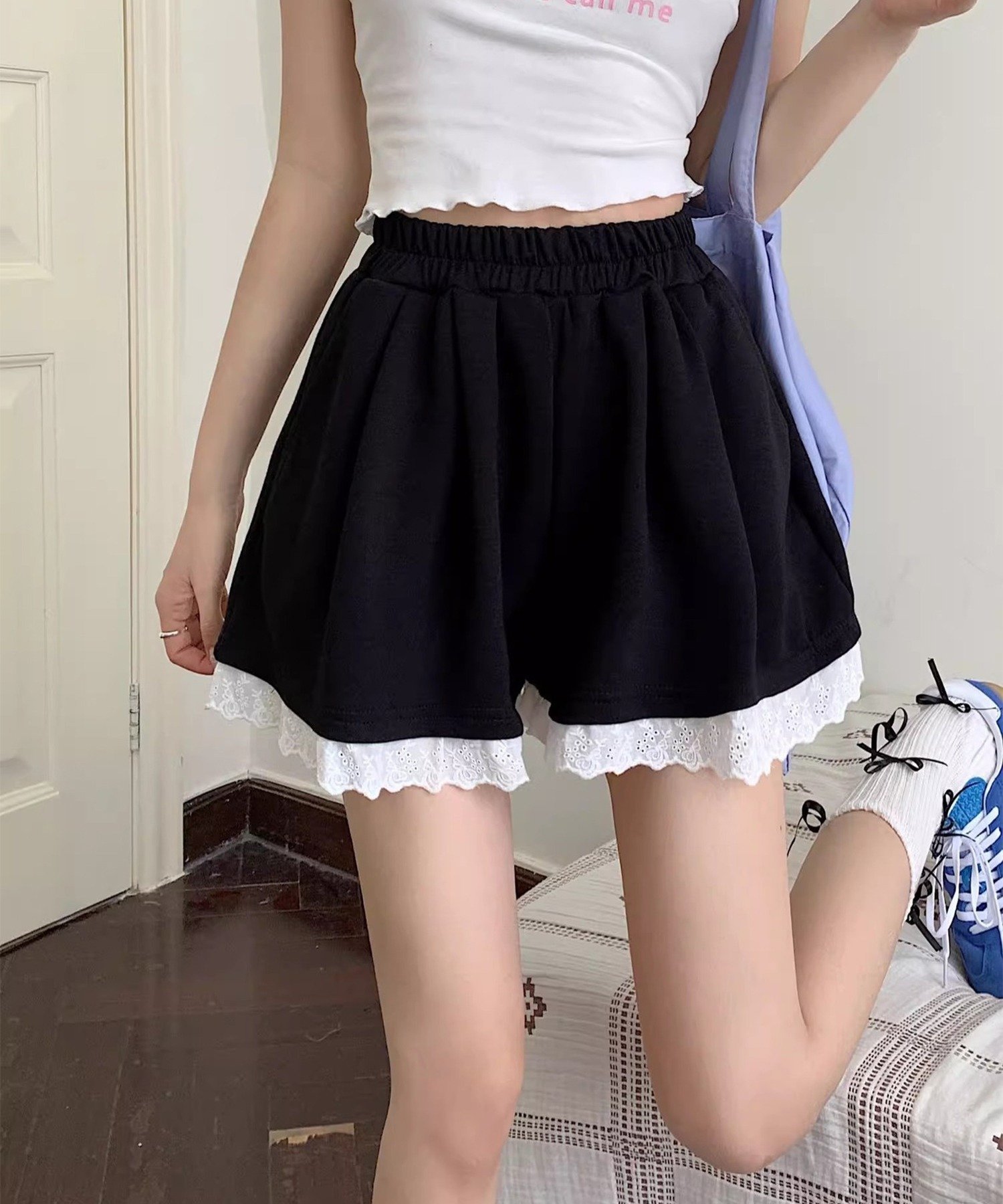 Rakuten - c.u.l レース フリル タック入りショートパンツ culw903 チュクラ パンツ その他のパンツ ホワイト グレー ブラック