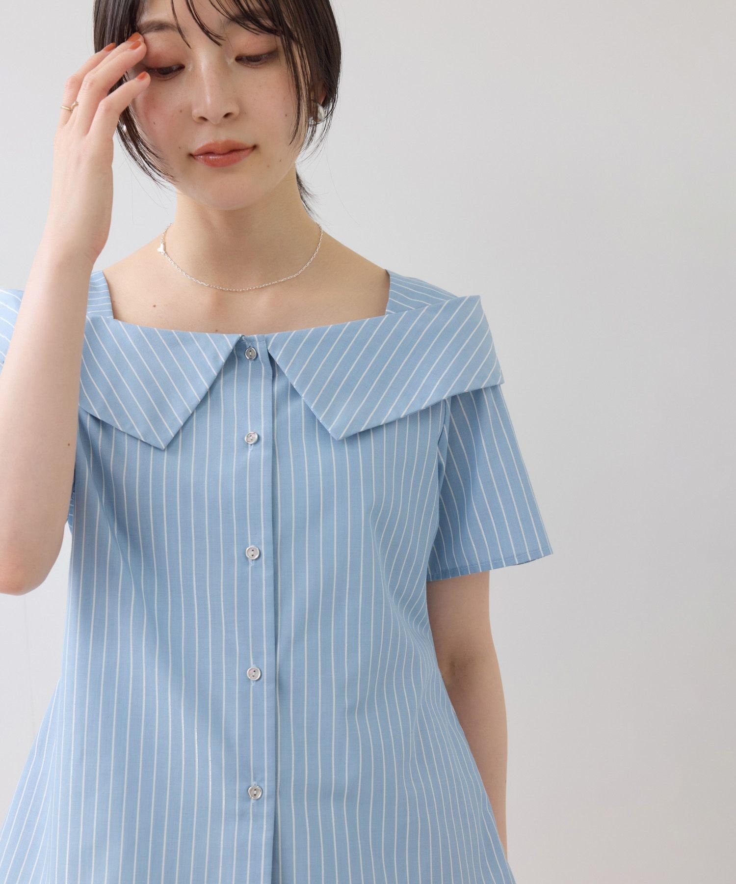 VIS オフショルライクハーフスリーブブラウス/イージーケア ビス トップス シャツ...