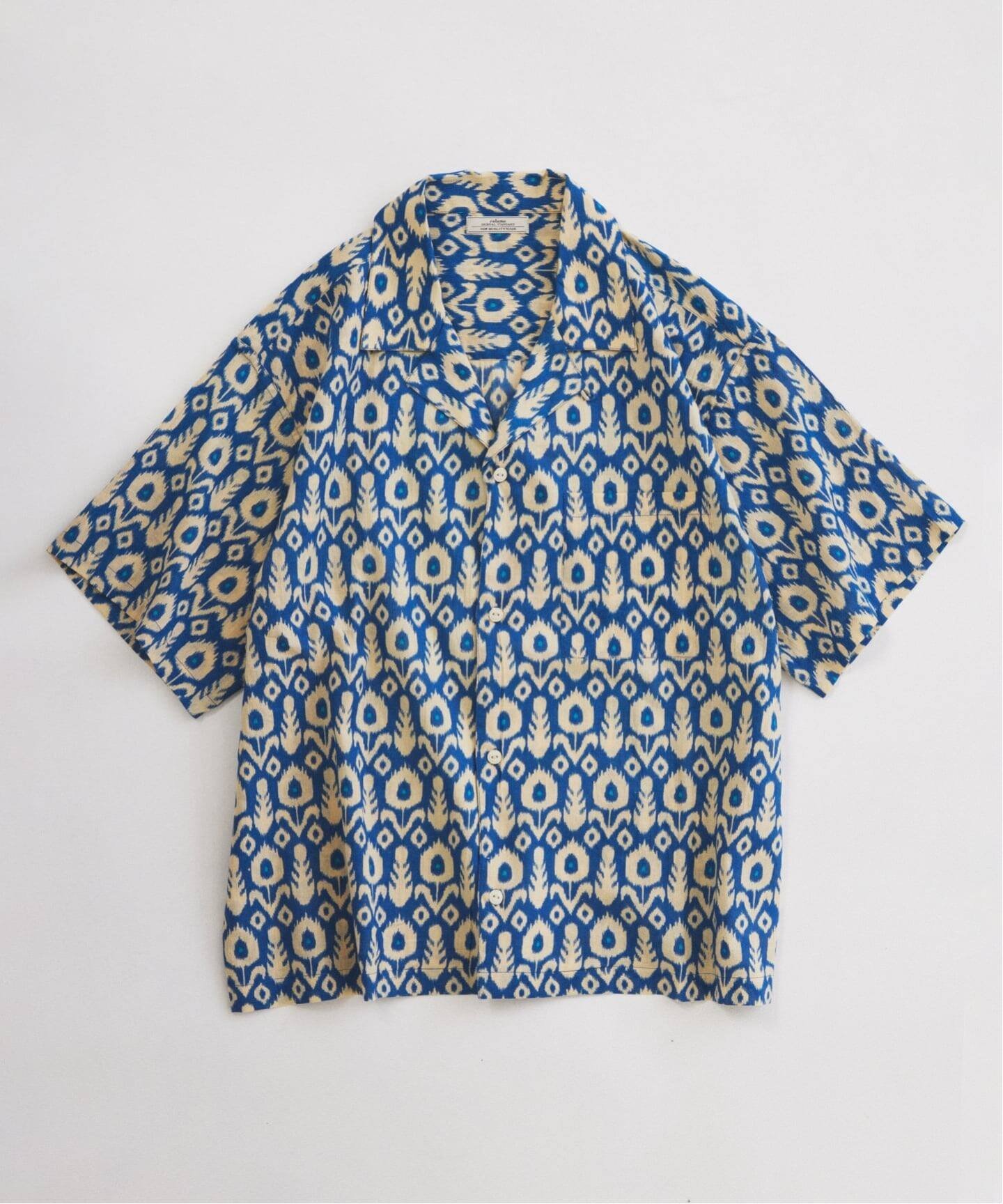 JOURNAL STANDARD relume ブロック プリント インド綿 総柄半袖シャツ ジャーナル スタンダード レリューム トップス シャツ・ブラウス グリーン ワインレッド ブルー ブラック