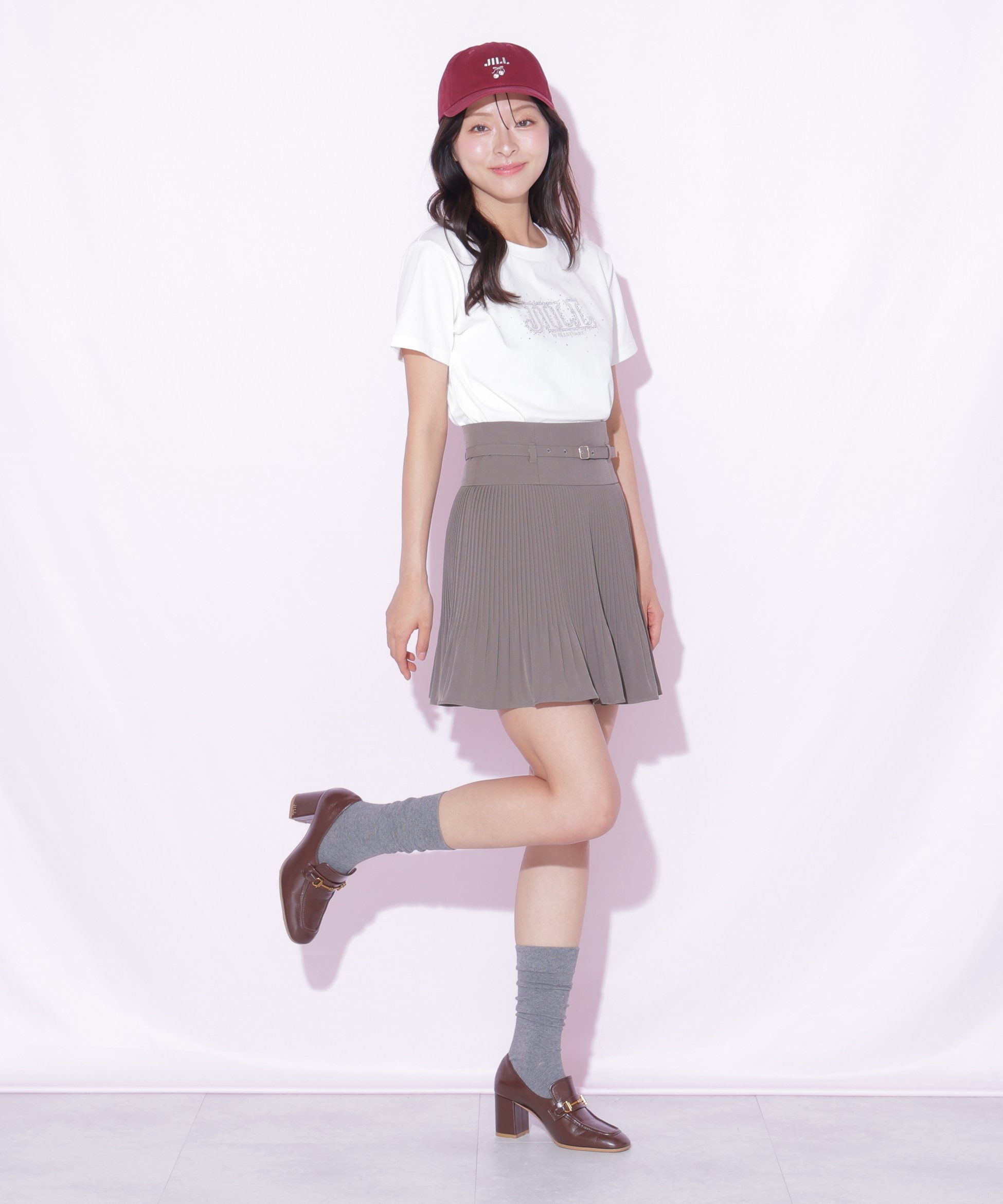JILL by JILL STUART ベルト付きプリーツミニスカート ジル バイ ジル スチュアート スカート その他のスカート ベージュ グレー ブラウン