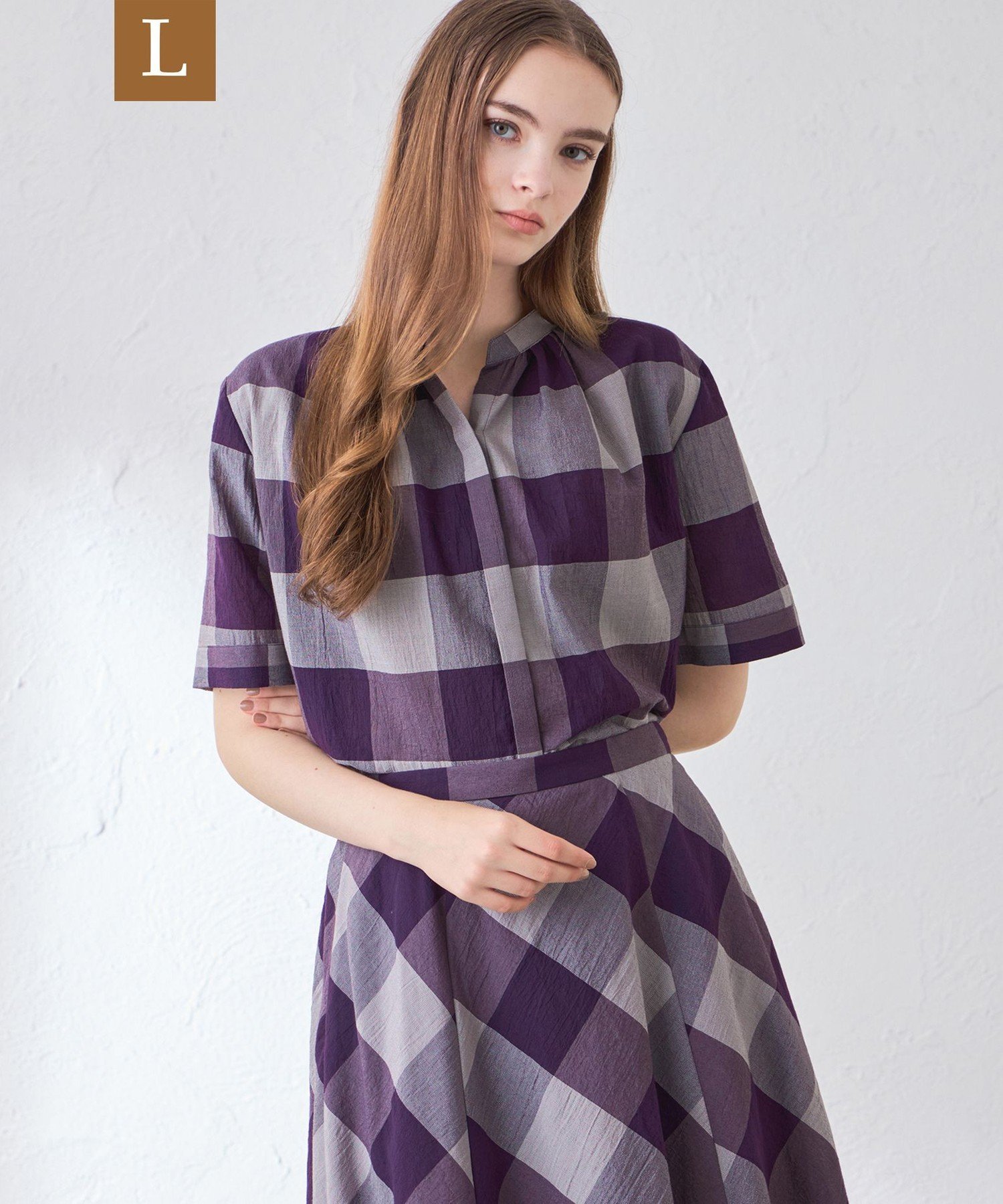 (L Size) 【L】シアーボイルチェックブラウス マッキントッシュ ロンドン トップス その他のトップス ベージュ パープル