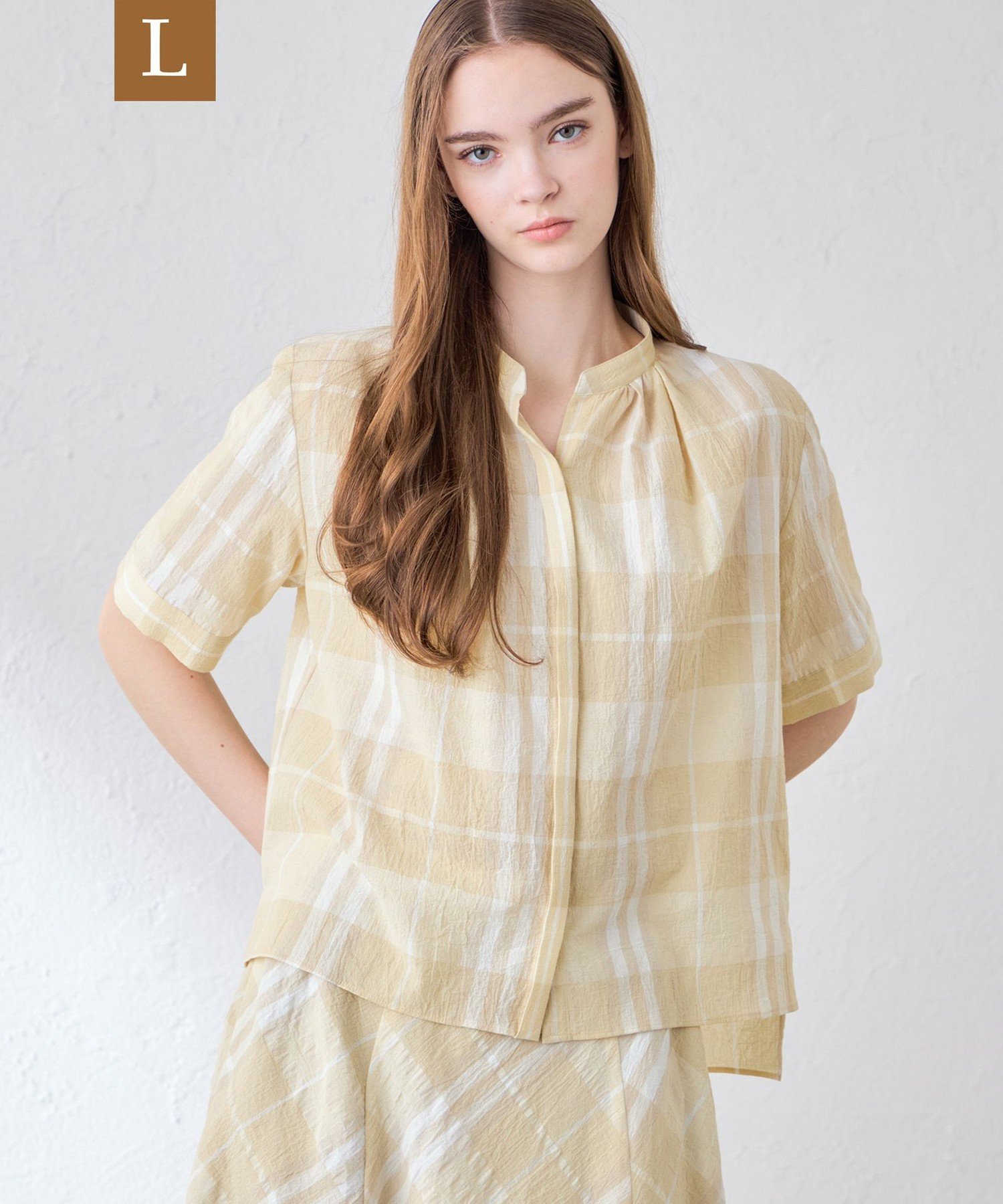 (L Size) 【L】シアーボイルチェックブラウス マッキントッシュ ロンドン トップス その他のトップス ベージュ パープル