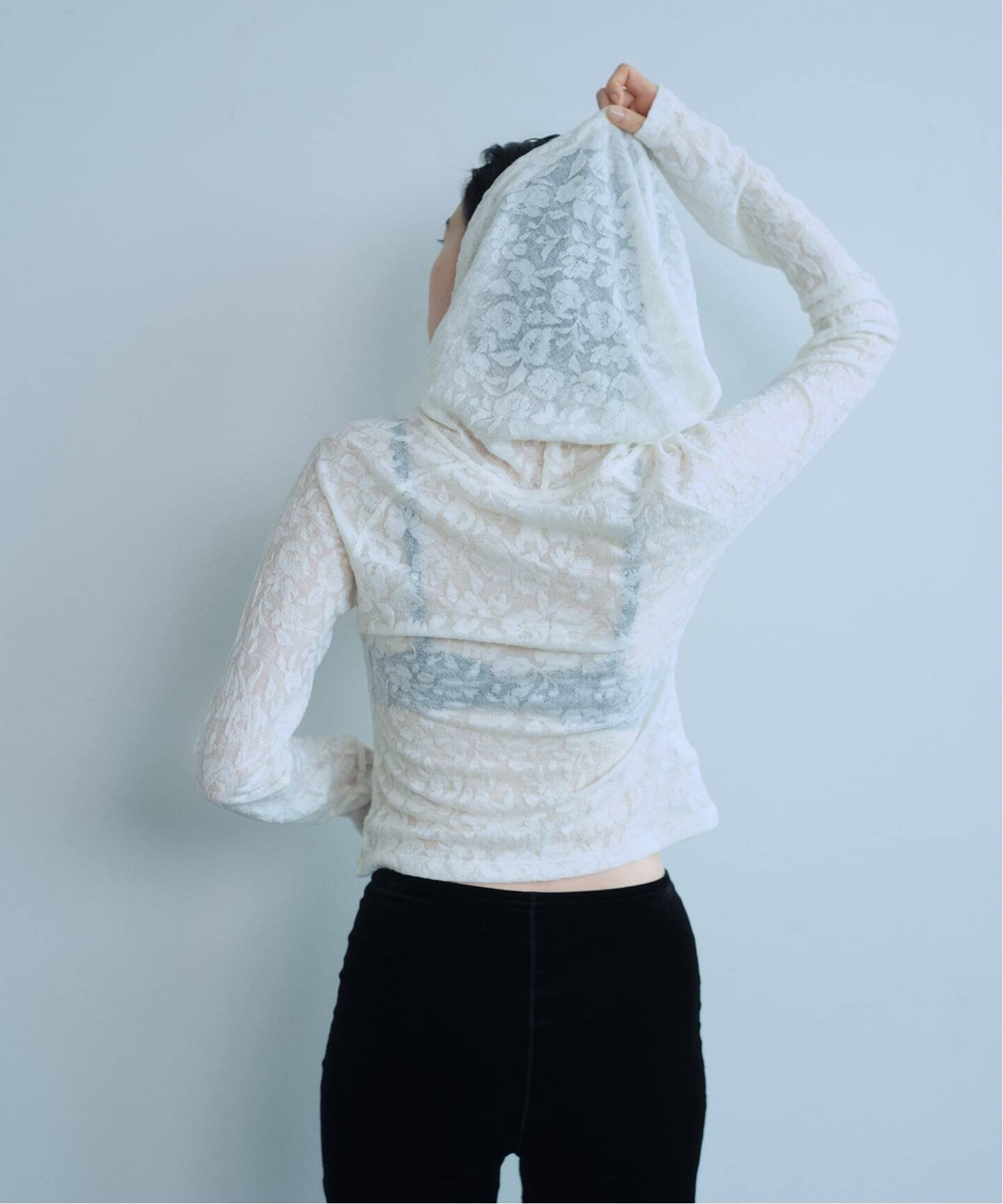 EDIT.FOR LULU 【YUHAN WANG/ユハン ワン】 floral jacquard hoodie エディット フォー ルル トップス カットソー・Tシャツ ホワイト【送料無料】