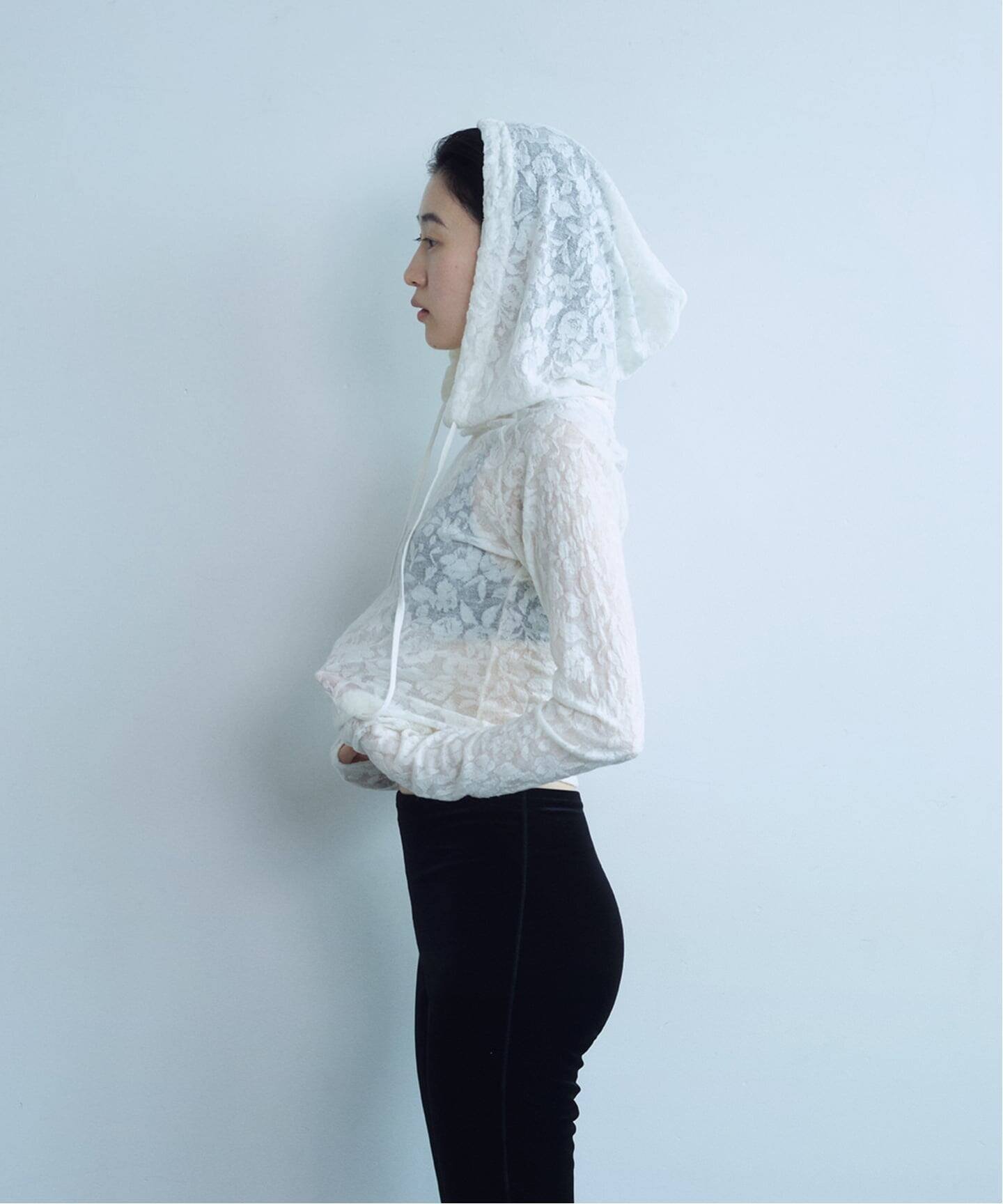 【YUHAN WANG/ユハン ワン】 floral jacquard hoodie エディット フォー ルル トップス カットソー・Tシャツ ホワイト