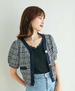 【SALE/70%OFF】MAJESTIC LEGON カットツイードカーディガン マジェスティックレゴン トップス カーディガン グレー ピンク グリーン ネ...