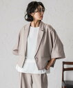 la.f... 【WEB限定】五分袖ショートジャケット≪洗濯機で洗える≫ ラ・エフ ジャケット・アウター テーラードジャケット・ブレザー ブラック ブラウン【送...