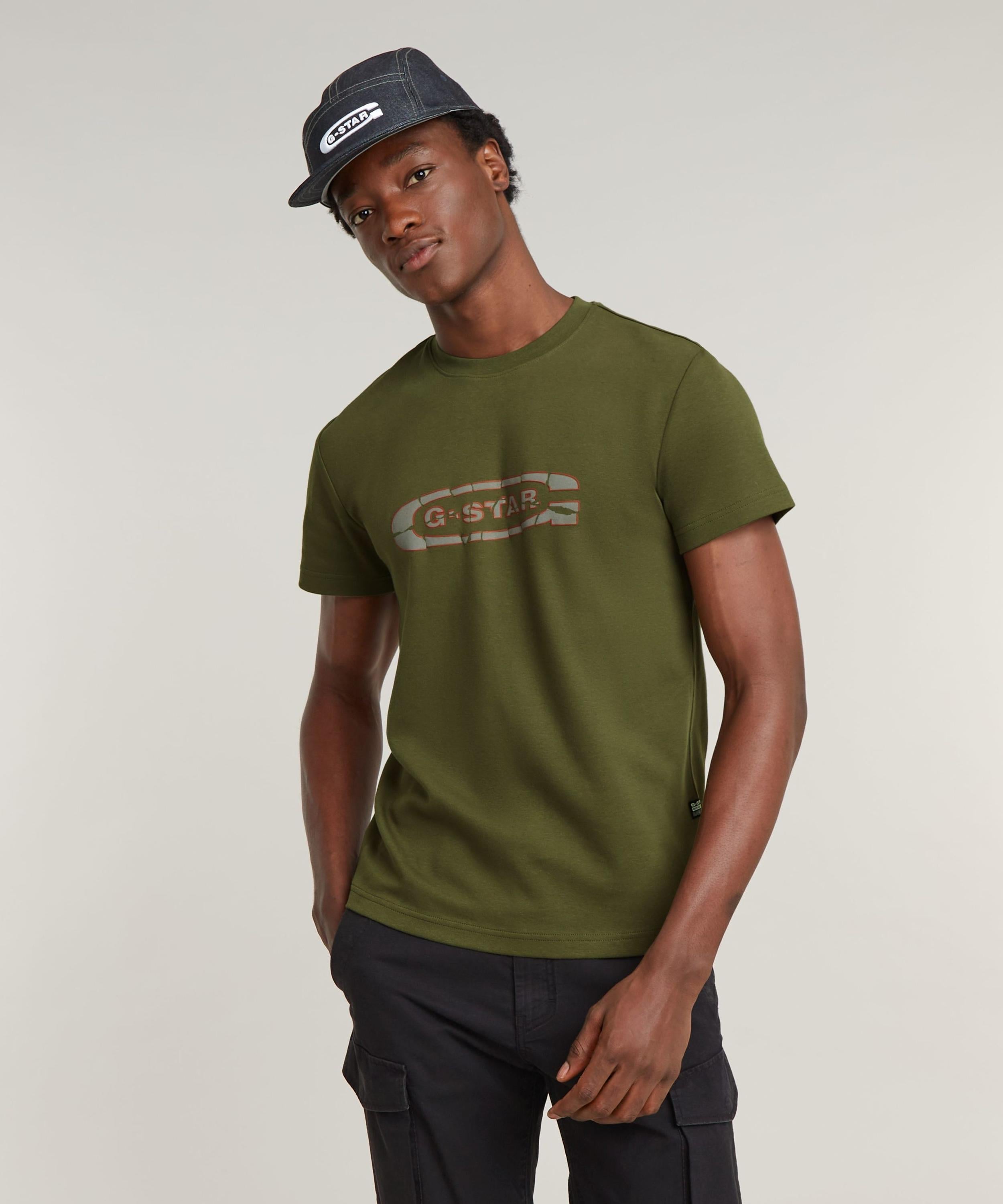 【SALE/40%OFF】G-Star RAW 【公式ショップ】Destroyed Old Skool Logo T-Shirt/グラフィックプリントクラシックロゴTシャツ ジースターロゥ トップス カットソー・Tシャツ カーキグリーン【送料無料】