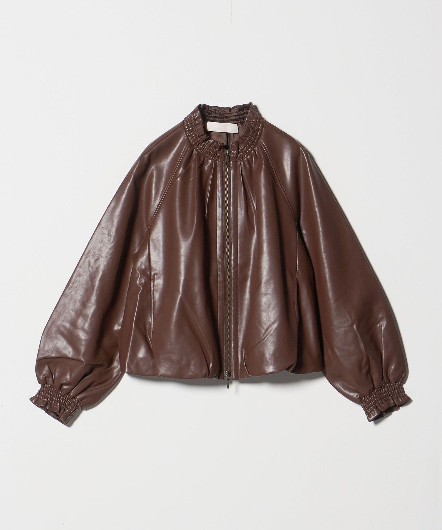 UNITED ARROWS ＜Marilyn Moon＞レザー ライク ギャザー ブルゾン ユナイテッドアローズ ジャケット・アウター ブルゾン・ジャンパー ブラウン ブラック【送料無料】