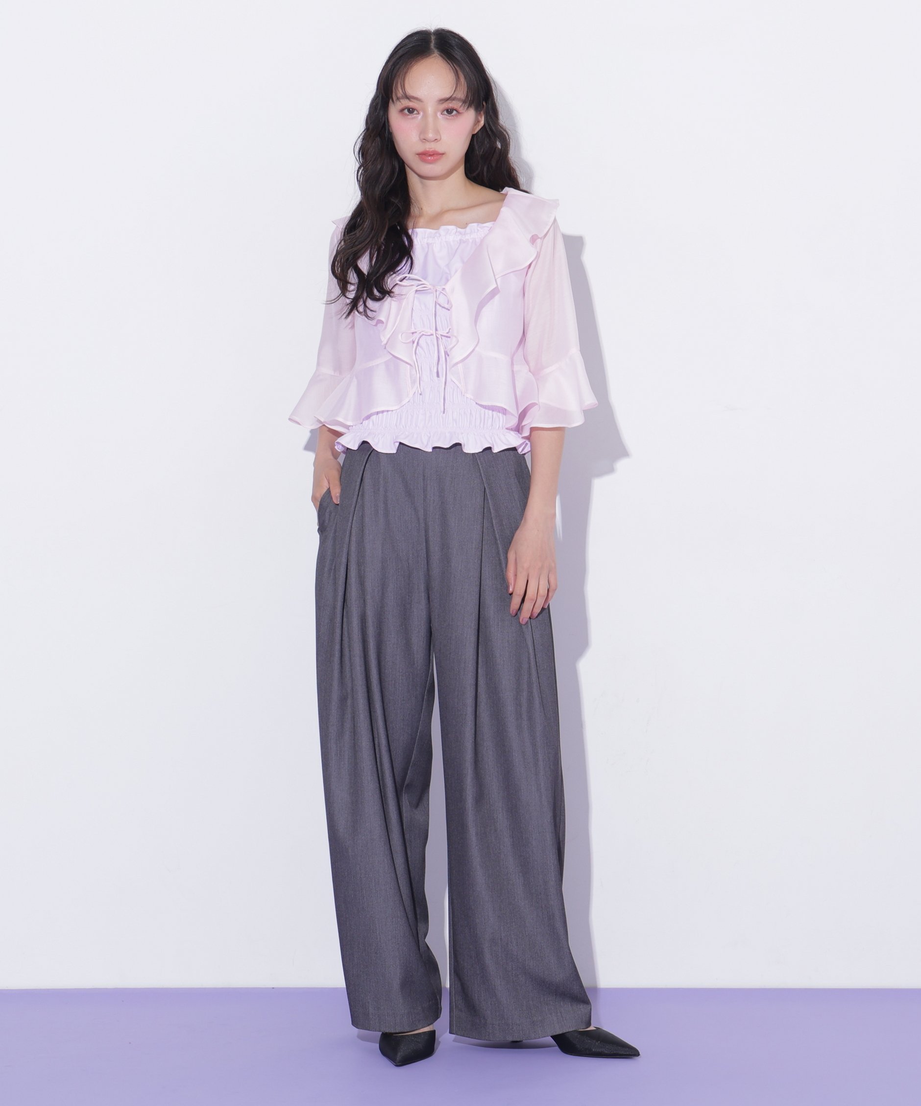 JILL by JILL STUART 合皮ベルト付ワイドパンツ ジル バイ ジル スチュアート パンツ その他のパンツ グレー ブラウン