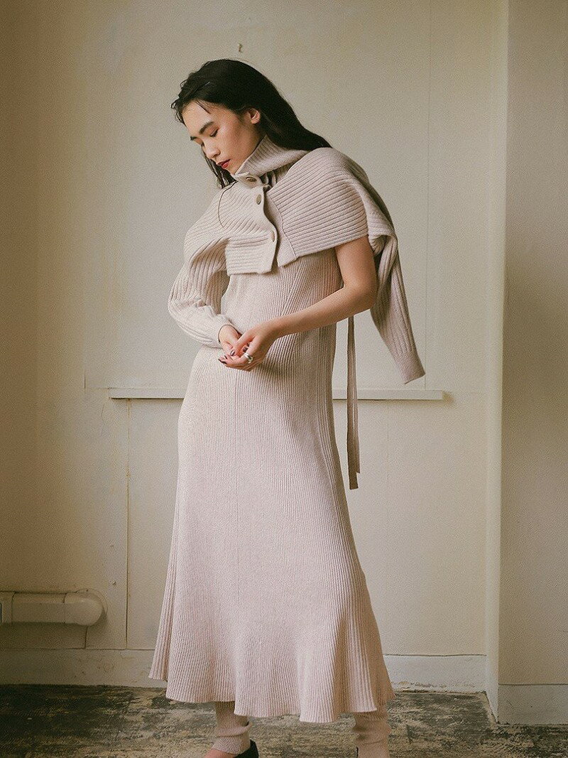 【SALE／20%OFF】CASA FLINE ハイネックボタンドレス カーサフライン ワンピース・ドレス ワンピース ベージュ ネイビー【送料無料】のサムネイル