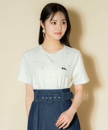 WILLSELECTION ランダムラインストーンロゴTシャツ ウィルセレクション トップス カットソー・Tシャツ ホワイト イエロー ピンク【送料無料】