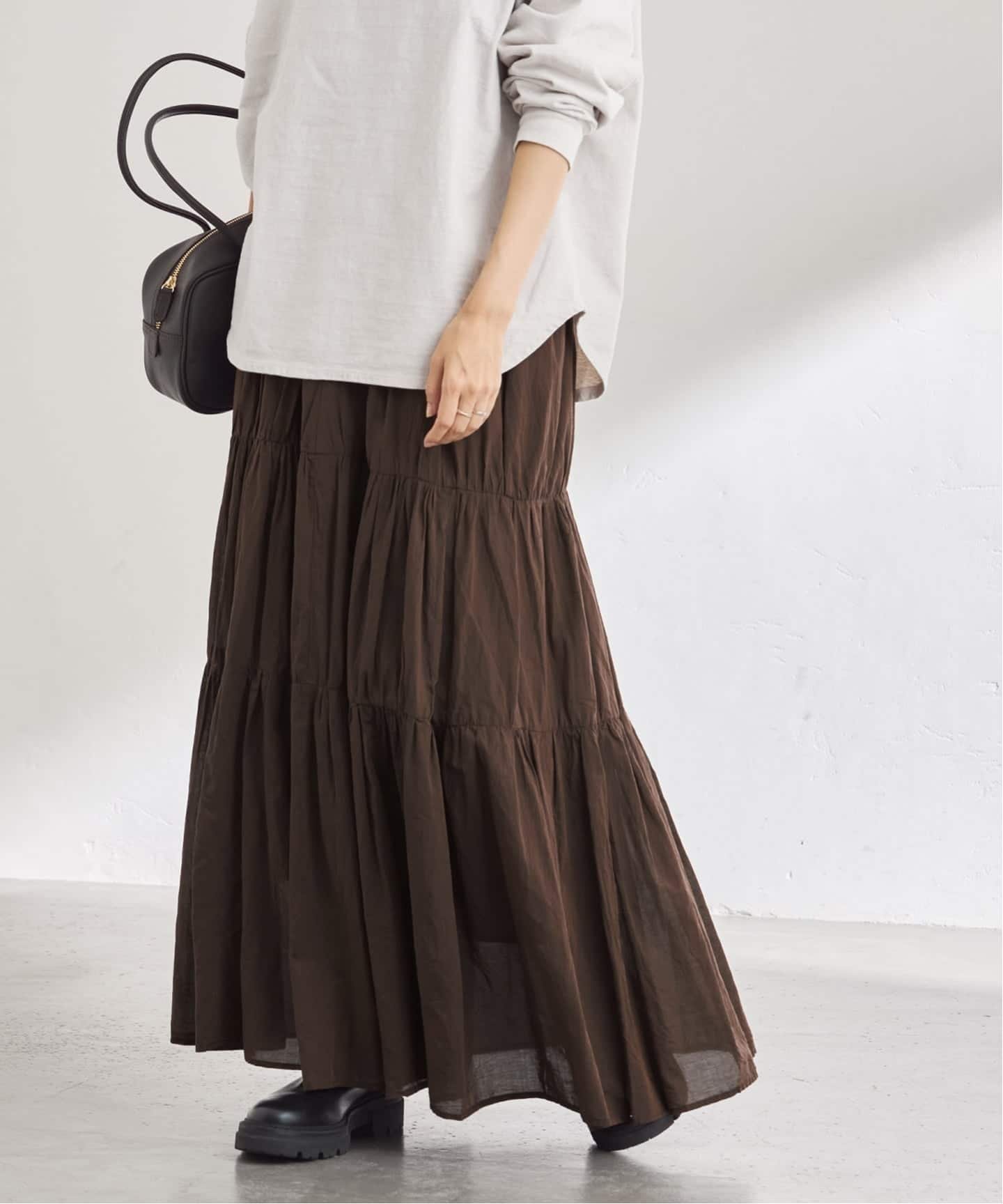 FRAMeWORK enrica/エンリカ コットンシルク ティアードスカート フレームワーク スカート その他のスカ..