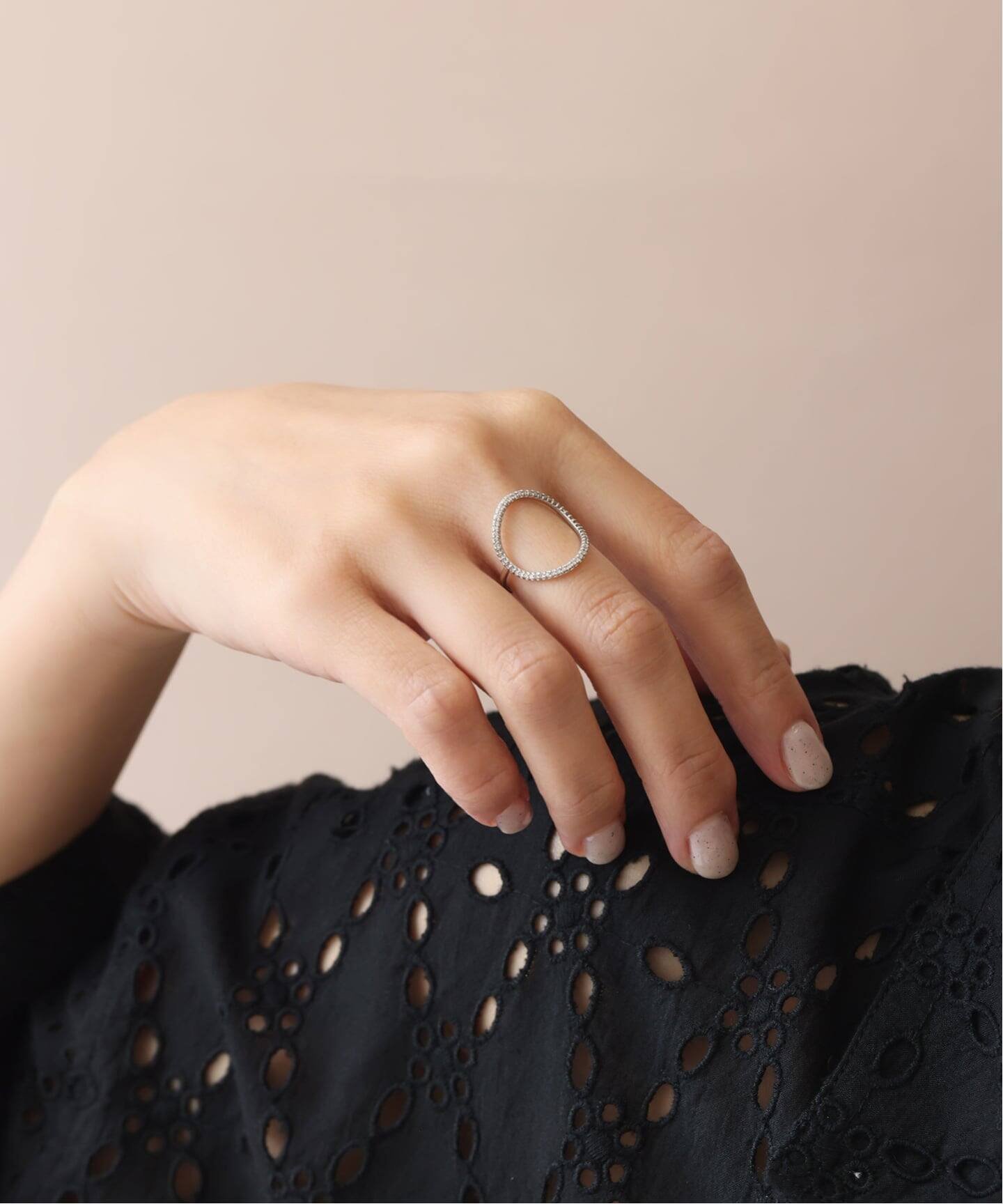 Lilas オーバルラインダイヤリングWG K10 スピックアンドスパン アクセサリー・腕時計 リング・指輪 シルバー【送料無料】(4)