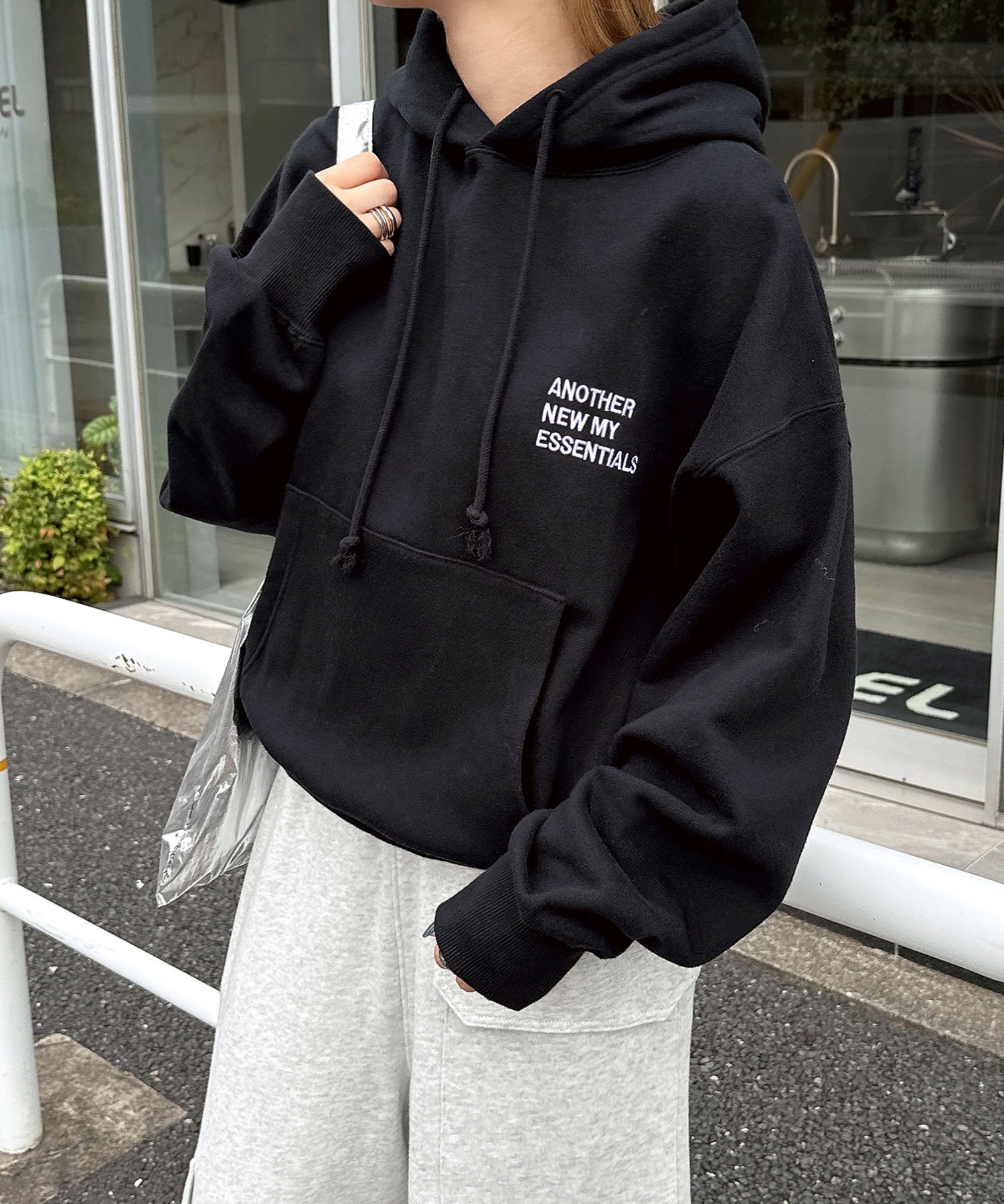 【SALE／10%OFF】ANME 裏起毛 ロゴ 刺繍 ANME スウェット パーカー ANME アンメ アンドミー トップス パーカー・フーディー ホワイト ブラウン ブラック【送料無料】のサムネイル