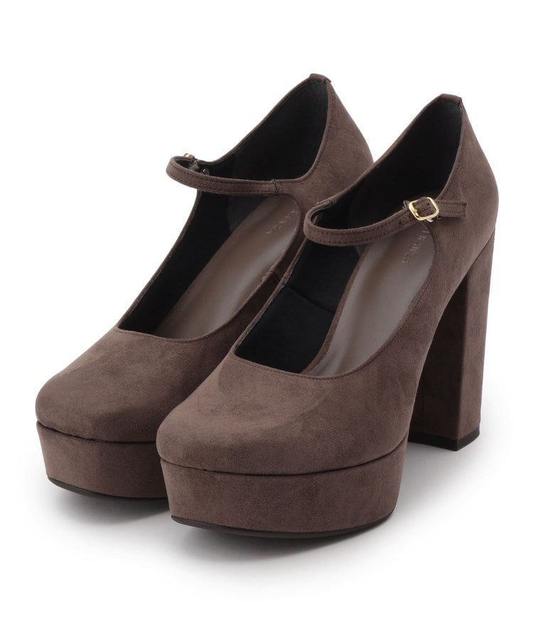 【SALE／50%OFF】ESPERANZA 【ハイヒール】ソフトスクエアプラットフォーム甲ストラップパンプス エスペランサ シューズ・靴 パンプス グレー レッド【送料無料】のサムネイル