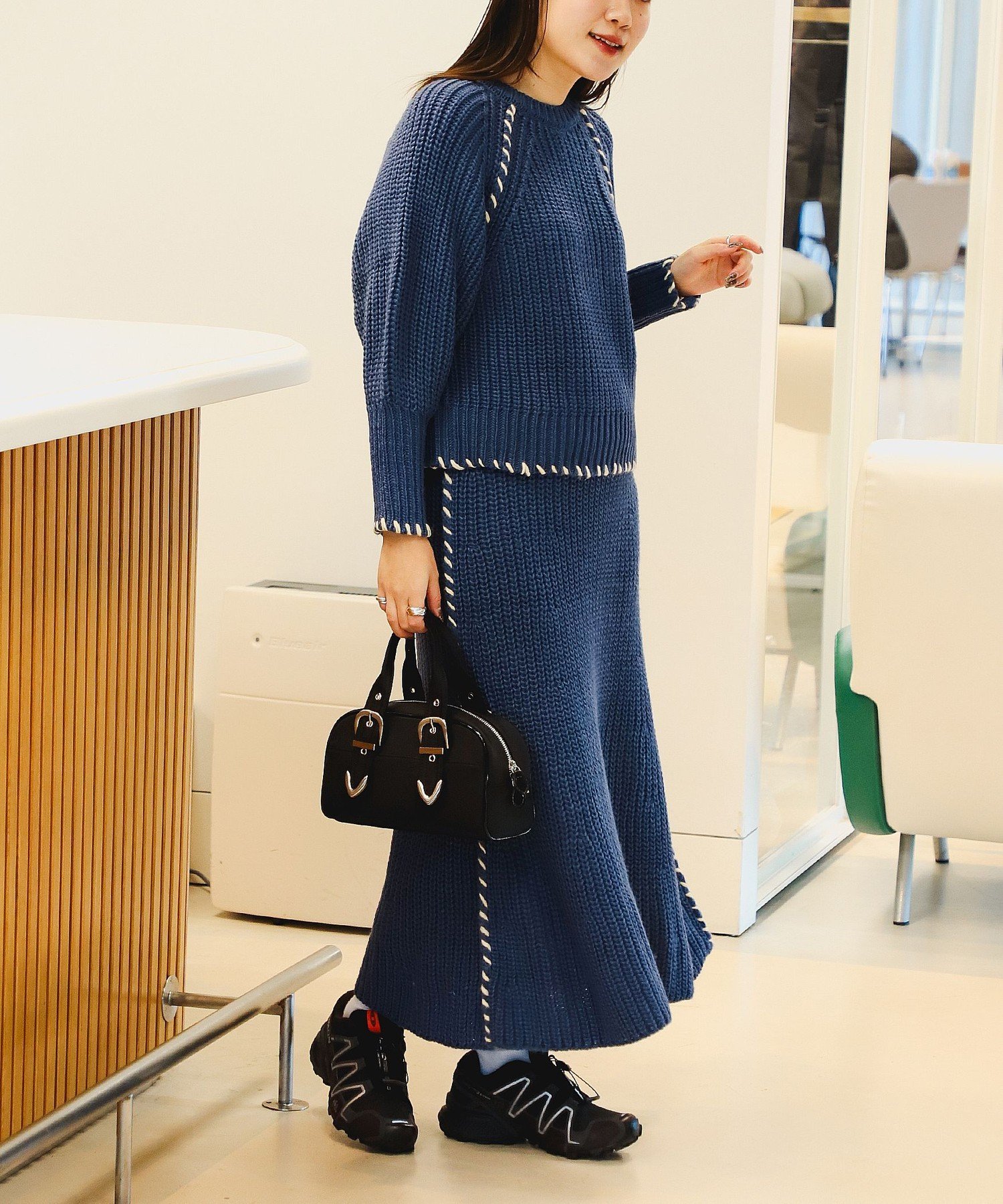 【SALE／20%OFF】BEAMS HEART WOMEN 配色 ハンドステッチ セットアップ(手洗い可能・セットアイテム) ビームス ハート ワンピース・ドレス ワンピース グレー【送料無料】のサムネイル